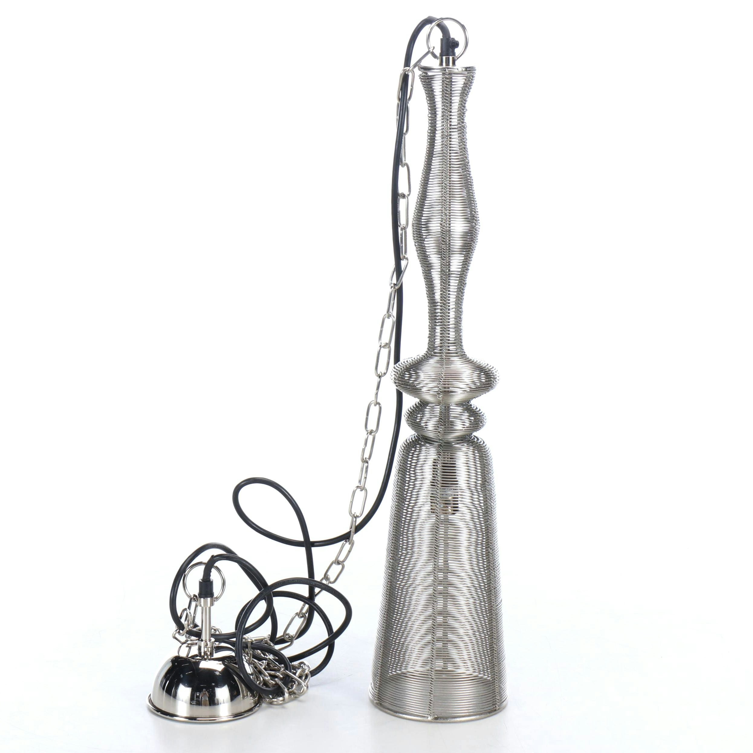 3 Sarreid Ltd. Contemporary Silver Brushed Wire Pendant Lights