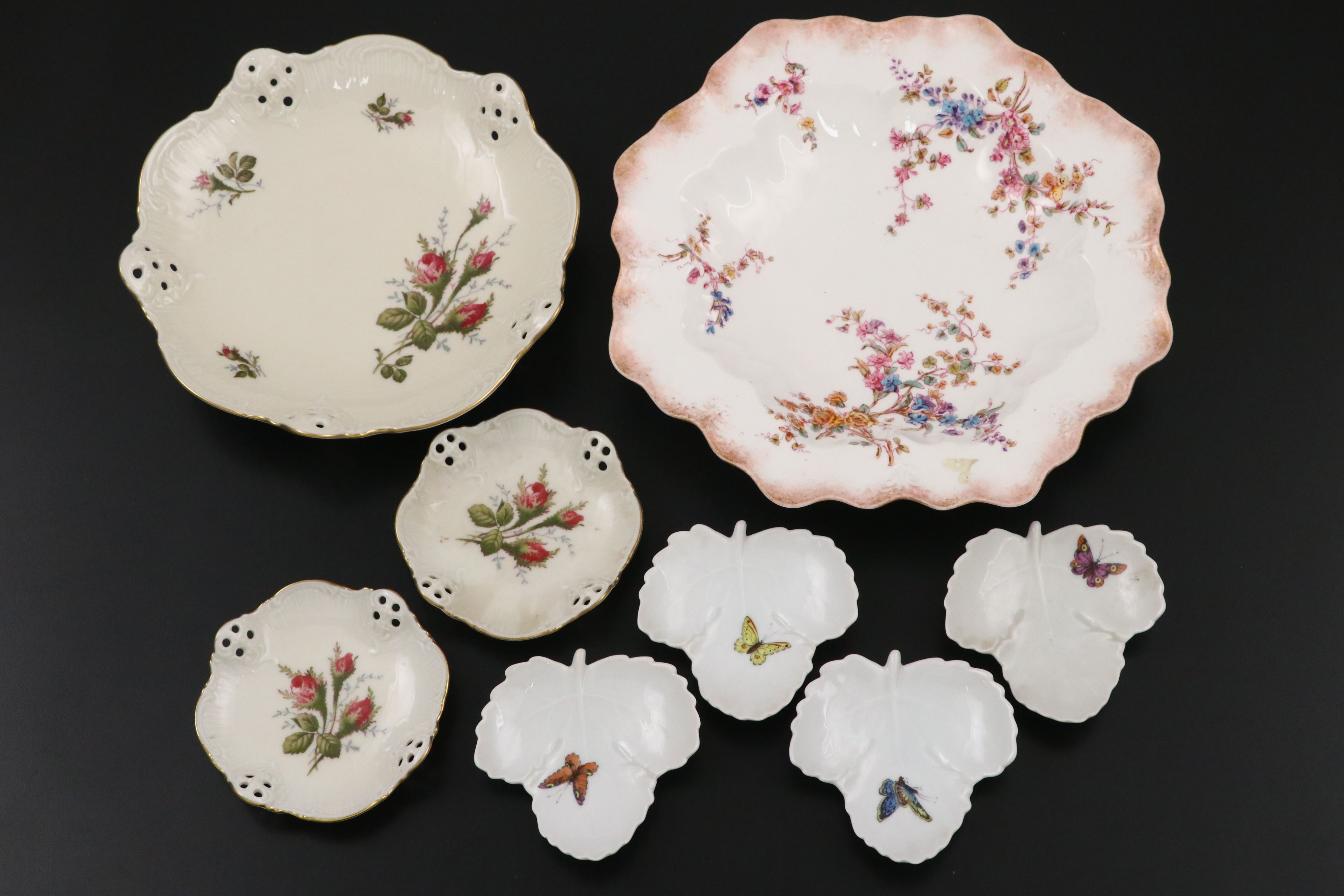 Ludwigsburger Floral Porcelain Vase and Plate with Other Floral Tableware