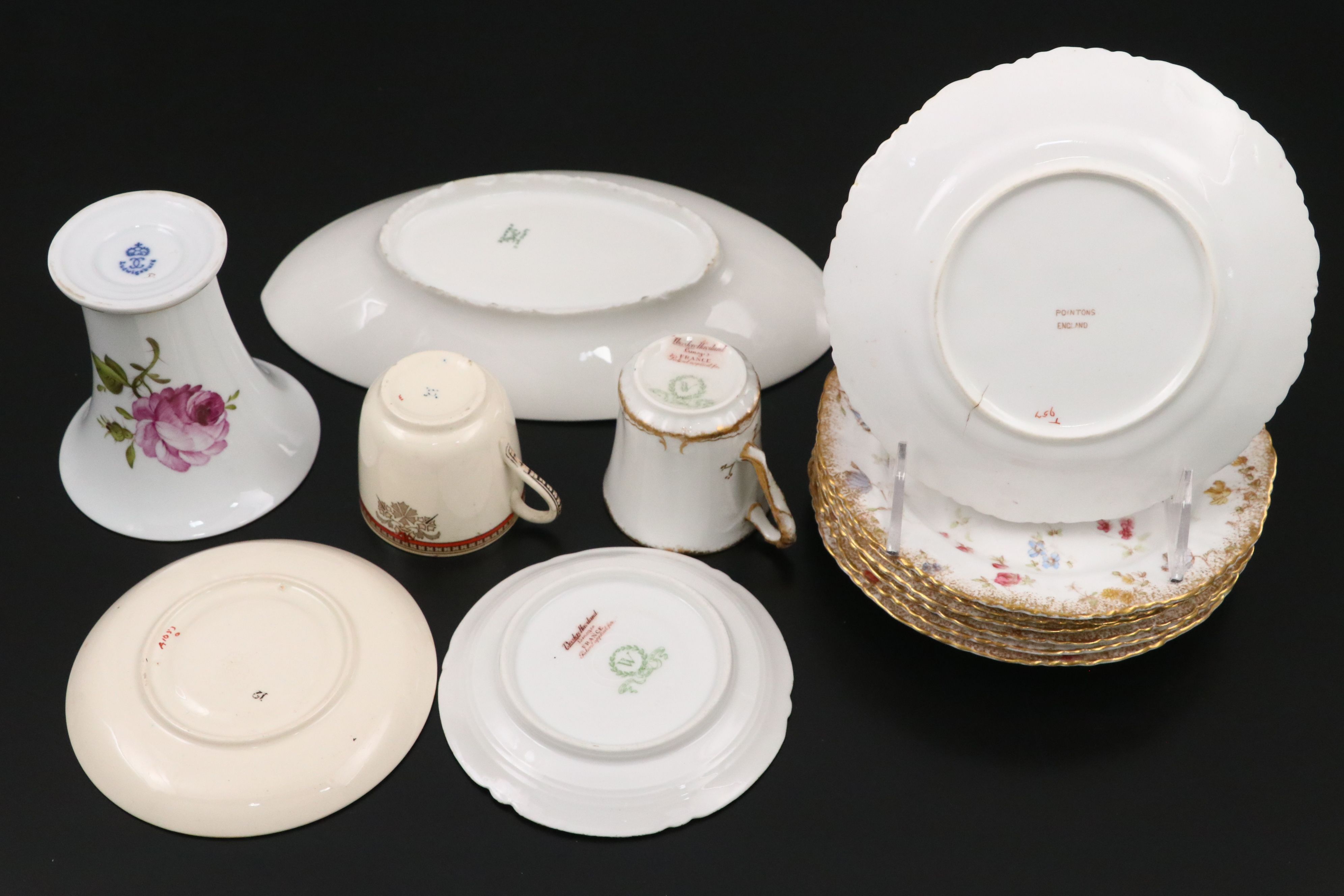 Ludwigsburger Floral Porcelain Vase and Plate with Other Floral Tableware