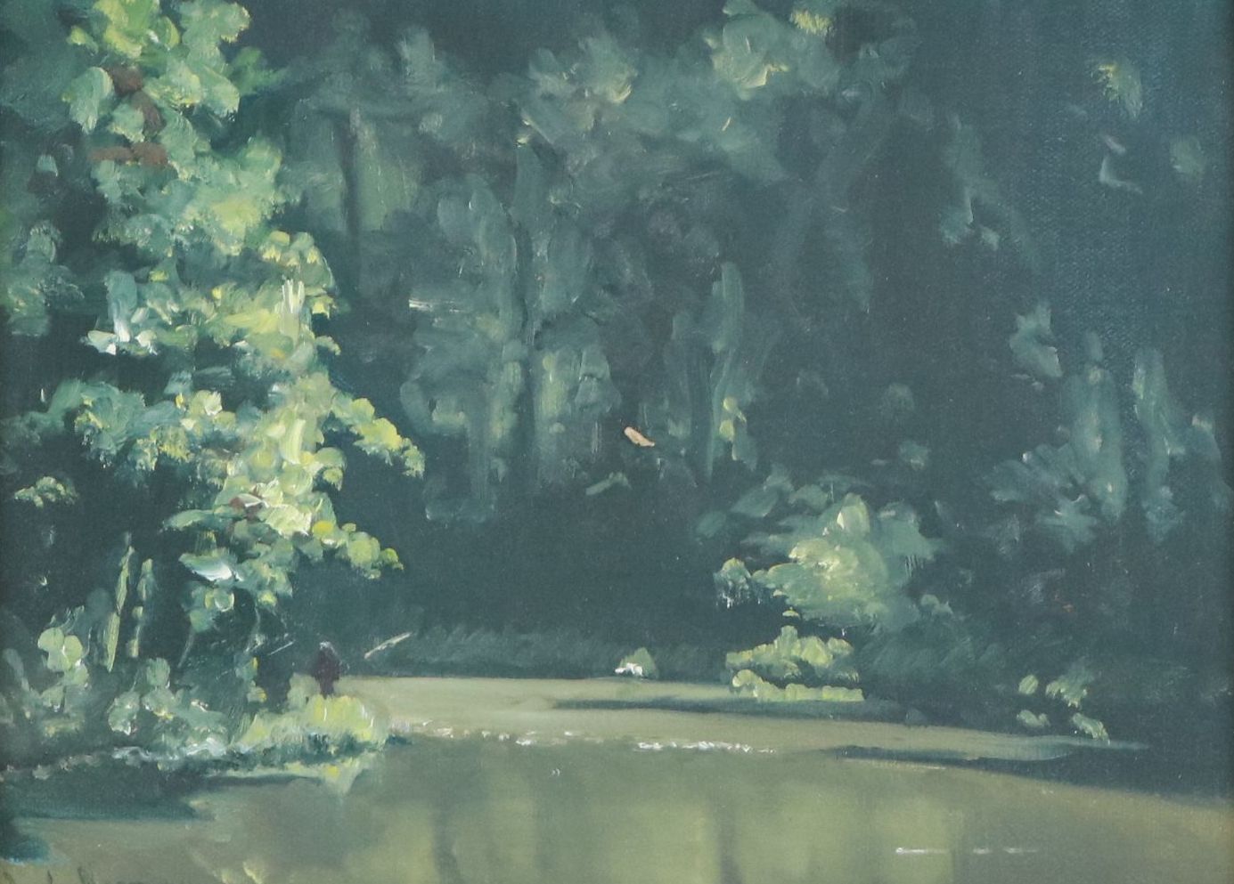 Oil Painting of Forest Stream, 21st Century