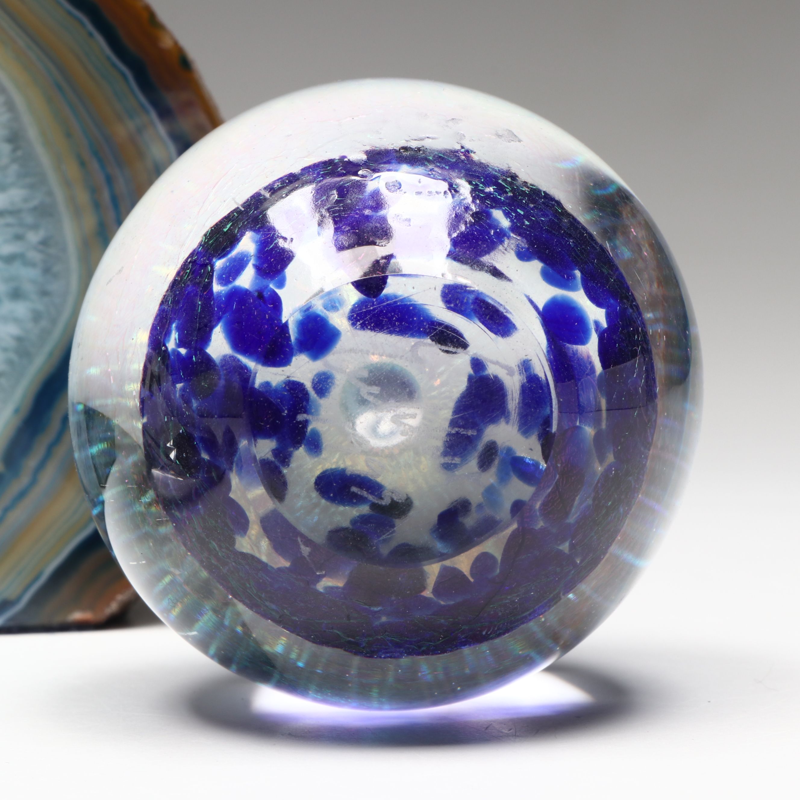 Geode Bookends with Art Glass Paperweights