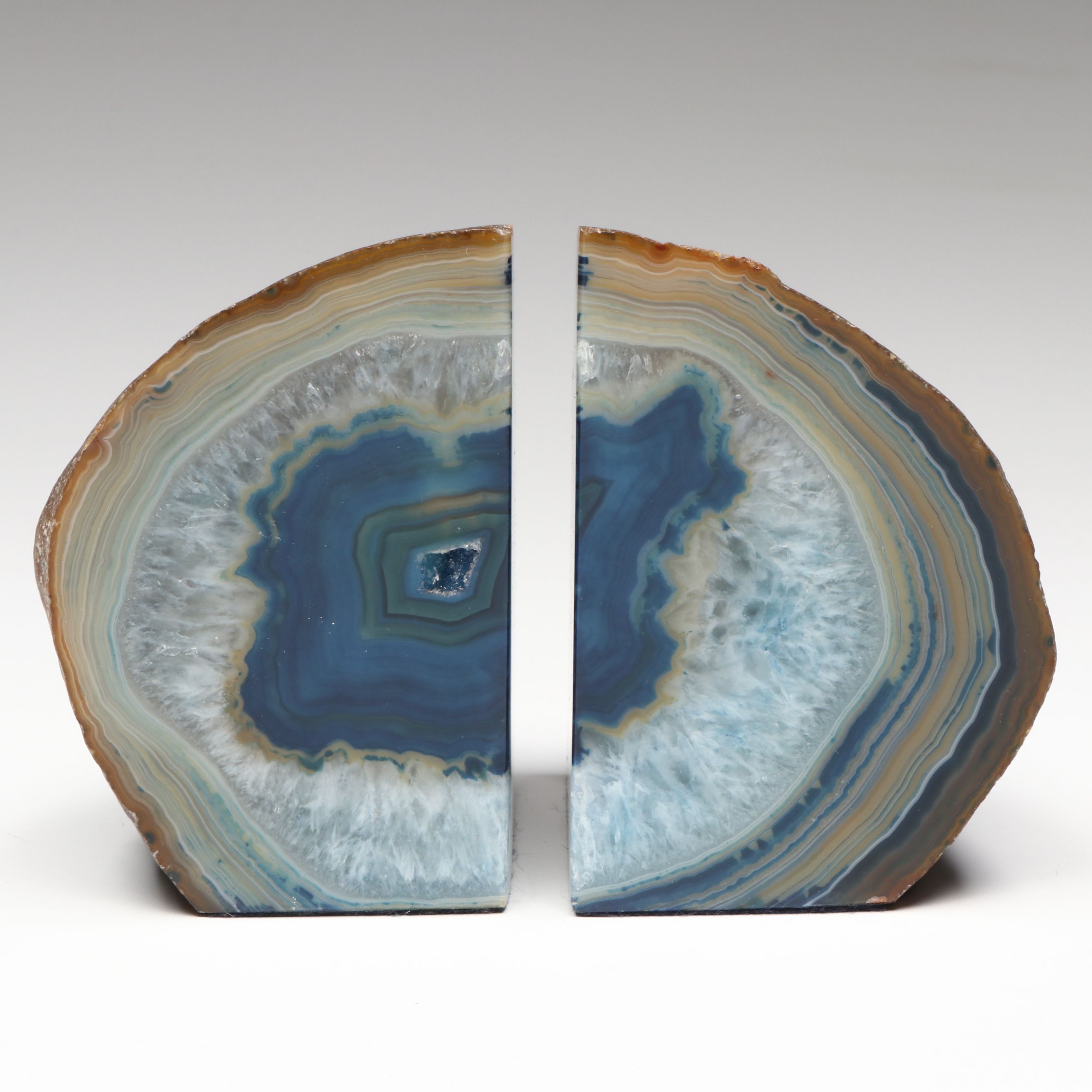 Geode Bookends with Art Glass Paperweights