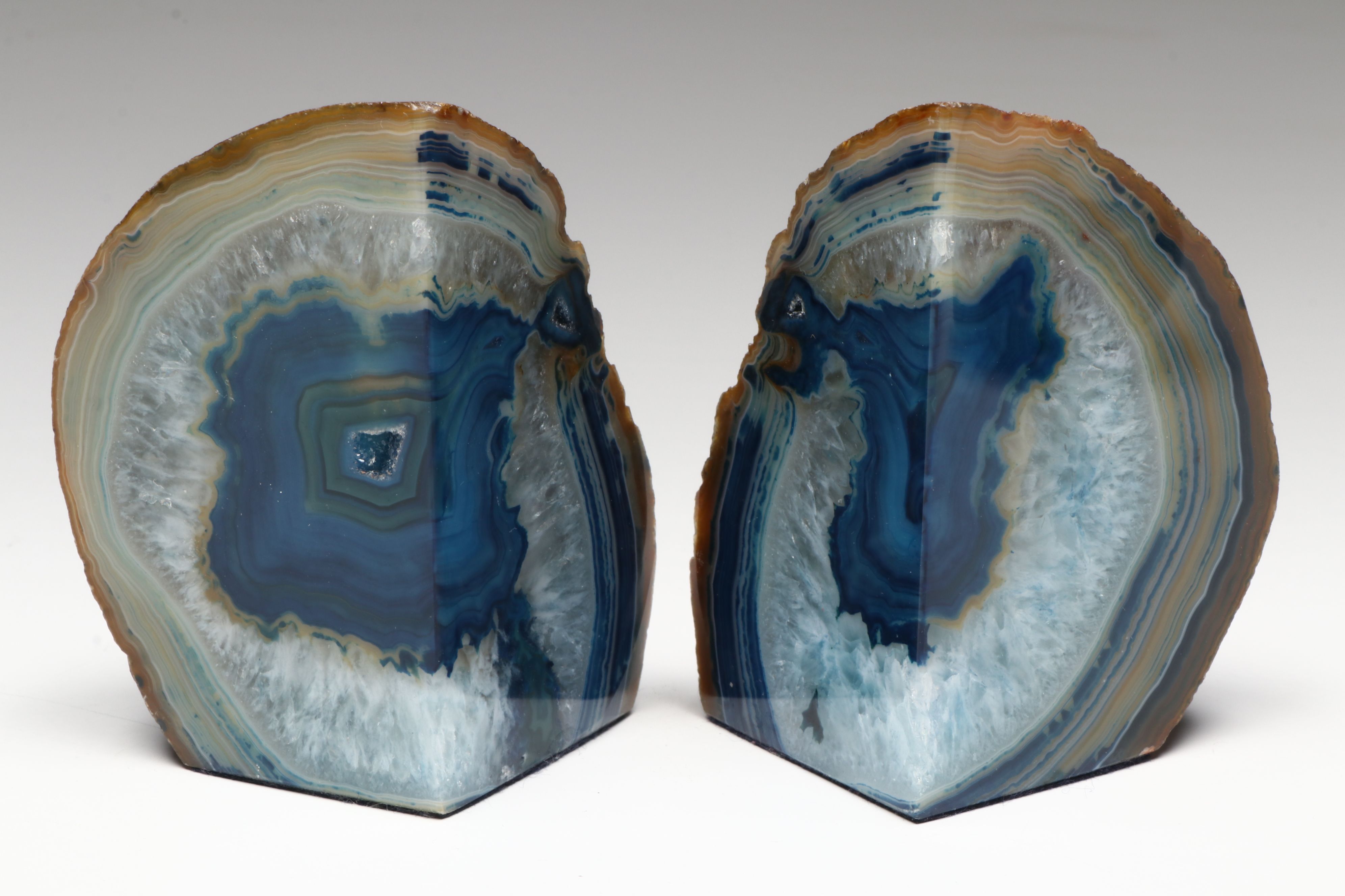 Geode Bookends with Art Glass Paperweights