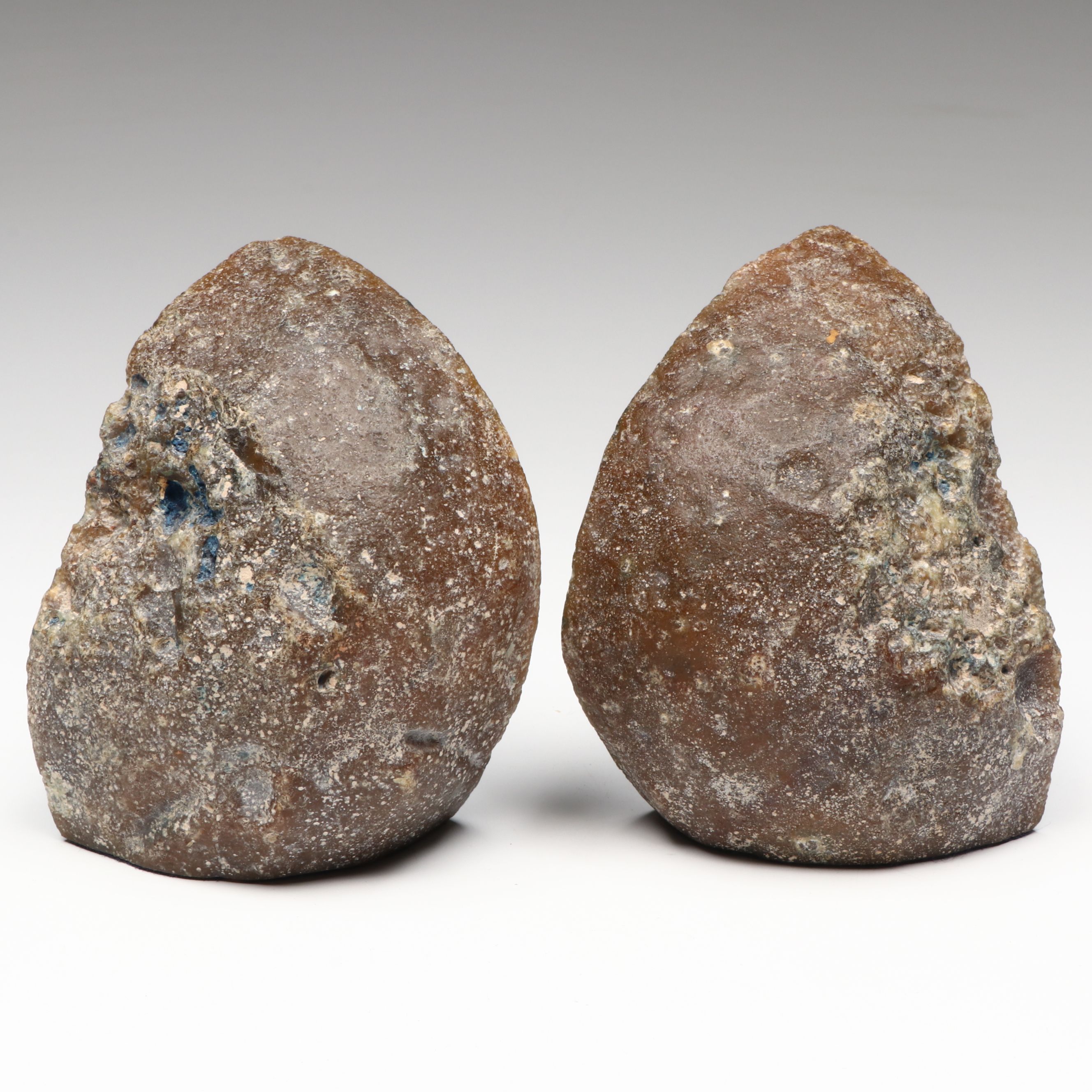 Geode Bookends with Art Glass Paperweights