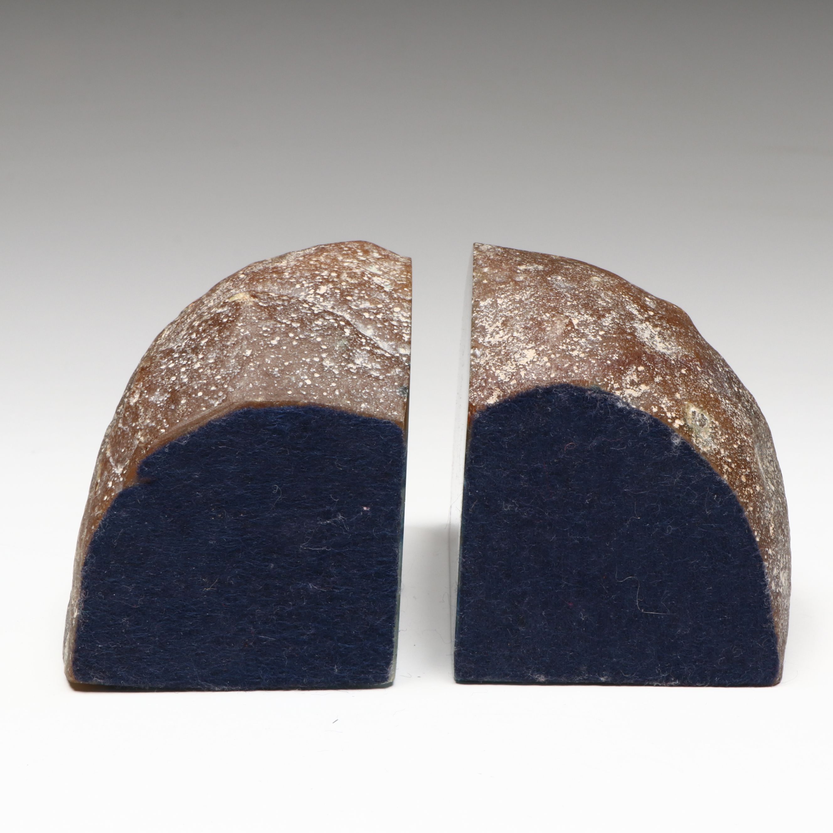 Geode Bookends with Art Glass Paperweights