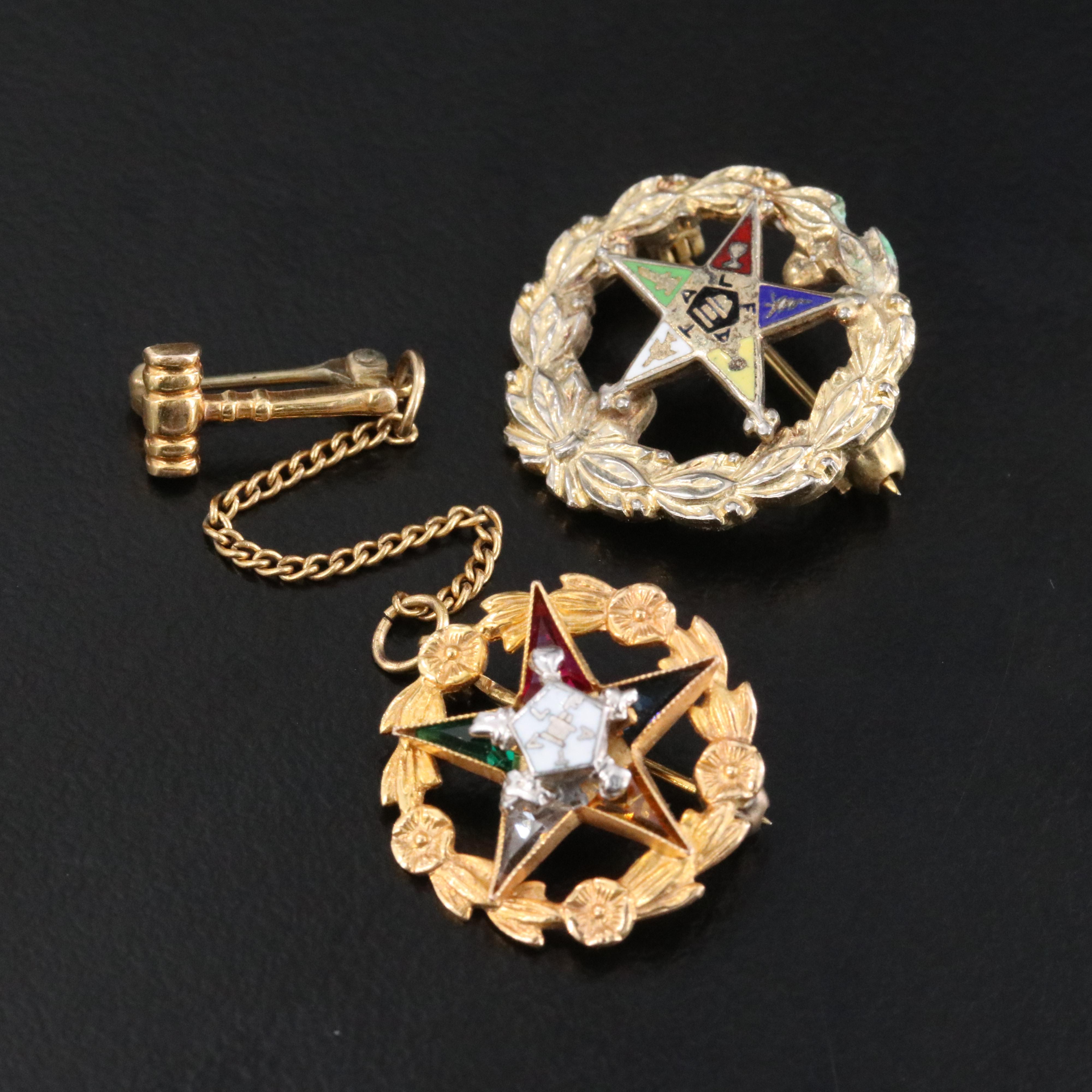 Order of the Eastern Star 10K Sterling Enamel Pins