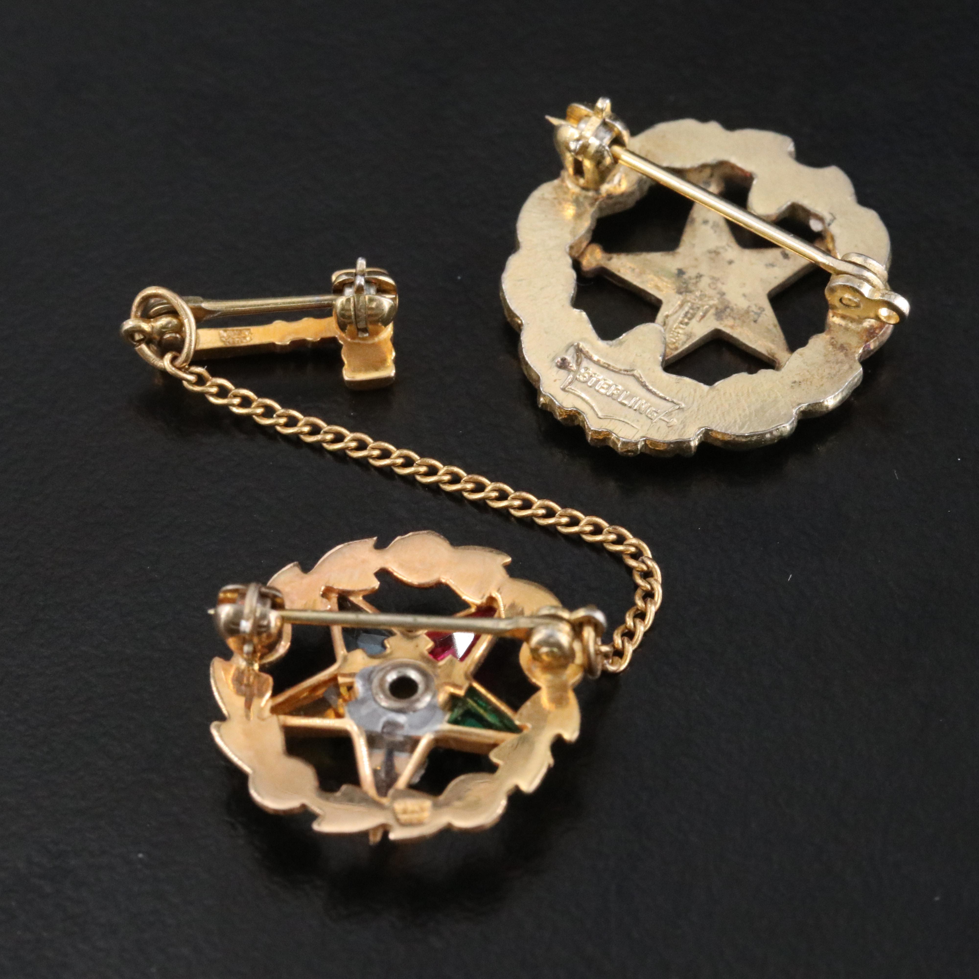 Order of the Eastern Star 10K Sterling Enamel Pins