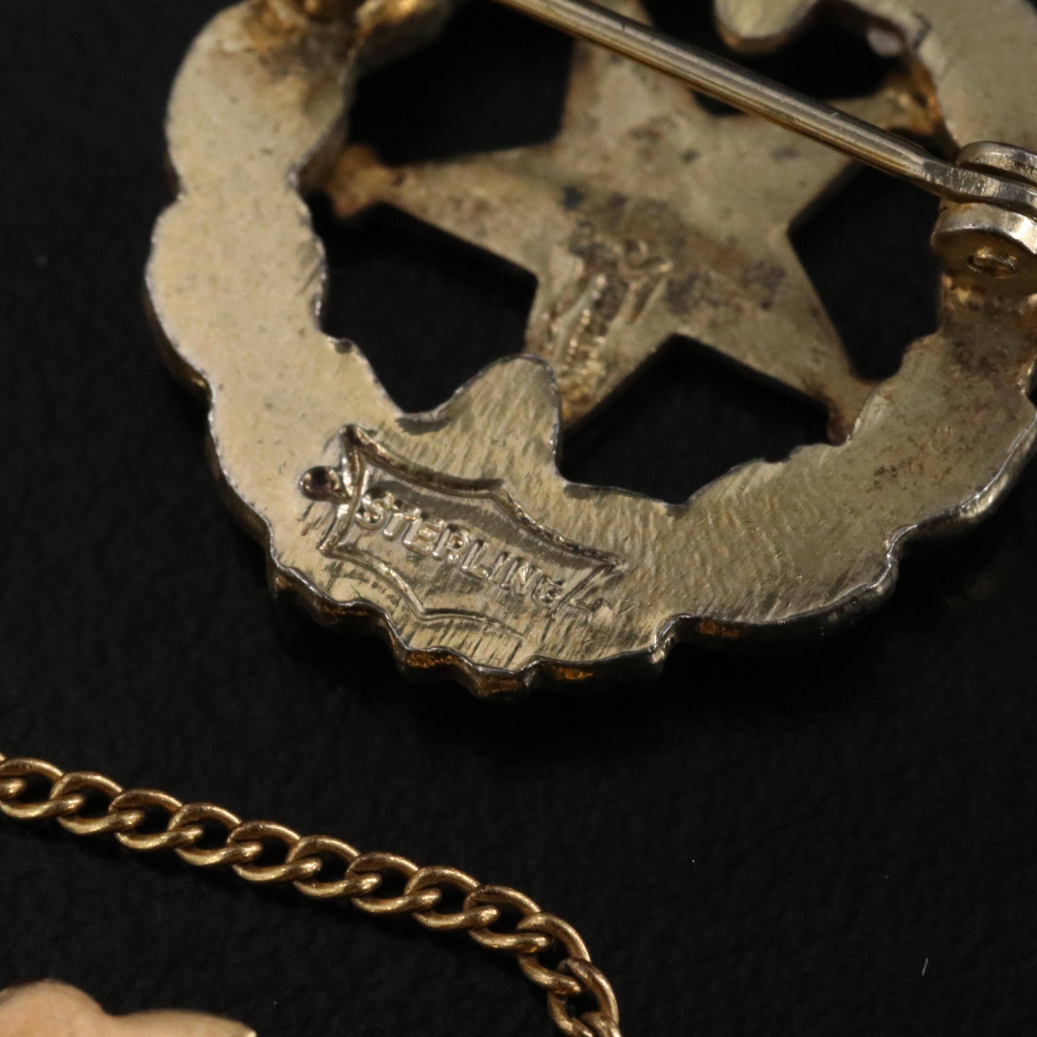 Order of the Eastern Star 10K Sterling Enamel Pins