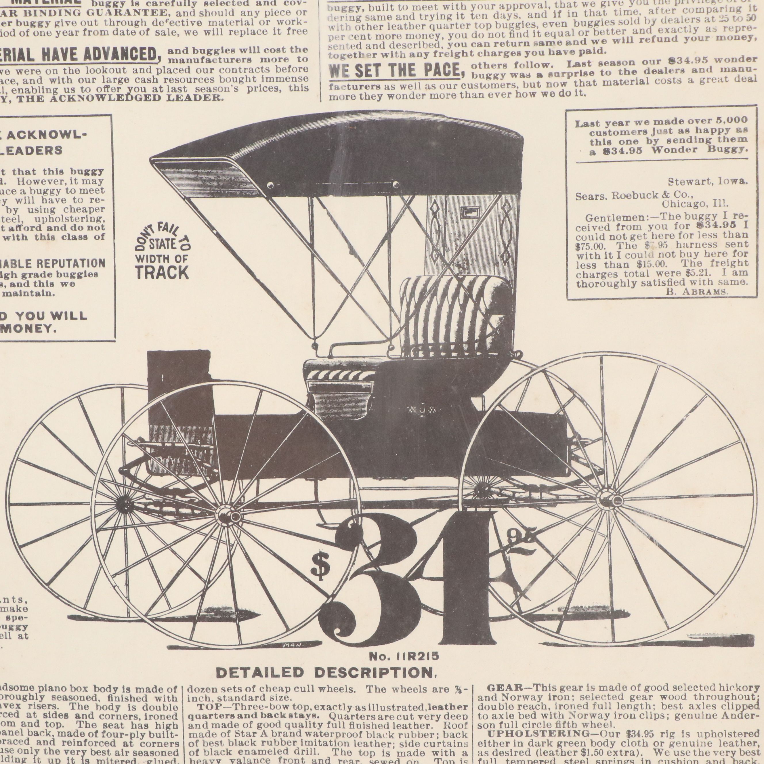 Sears, Roebuck & Co.  Buggy Advertisement, 20th Century