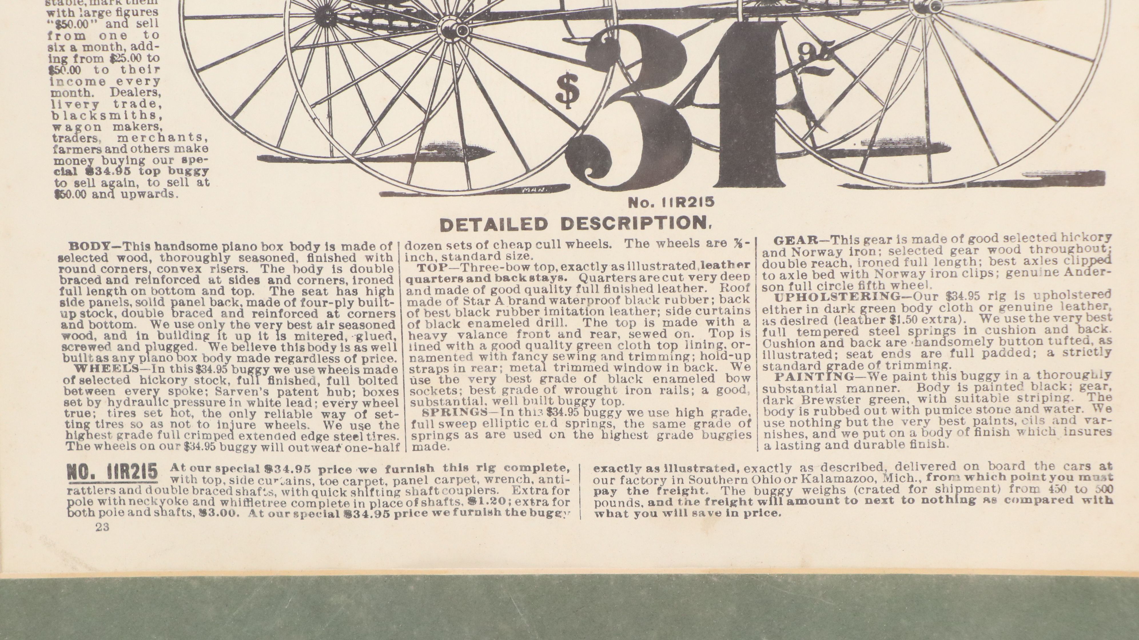 Sears, Roebuck & Co.  Buggy Advertisement, 20th Century