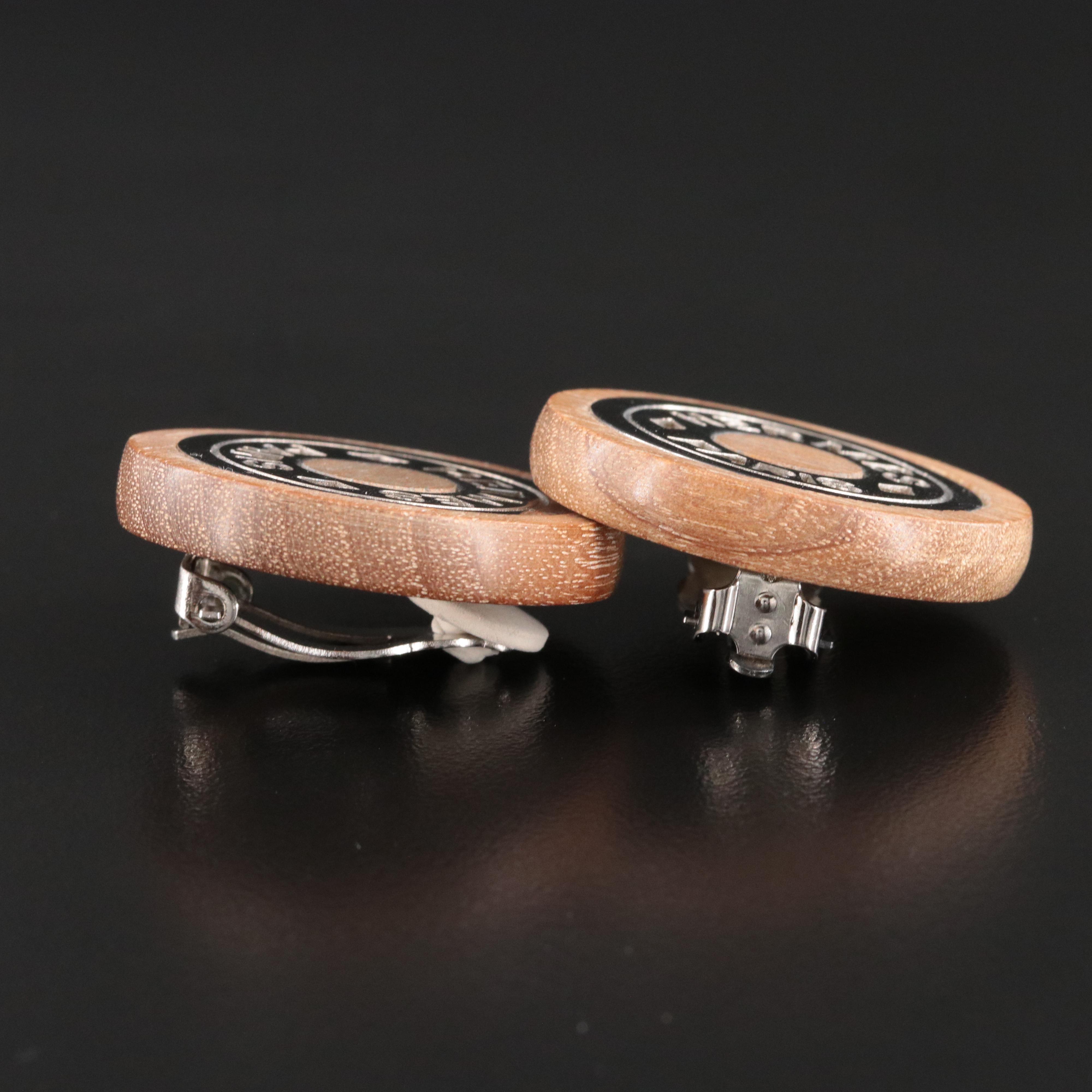 Hermès Paris Wood Clip Earrings