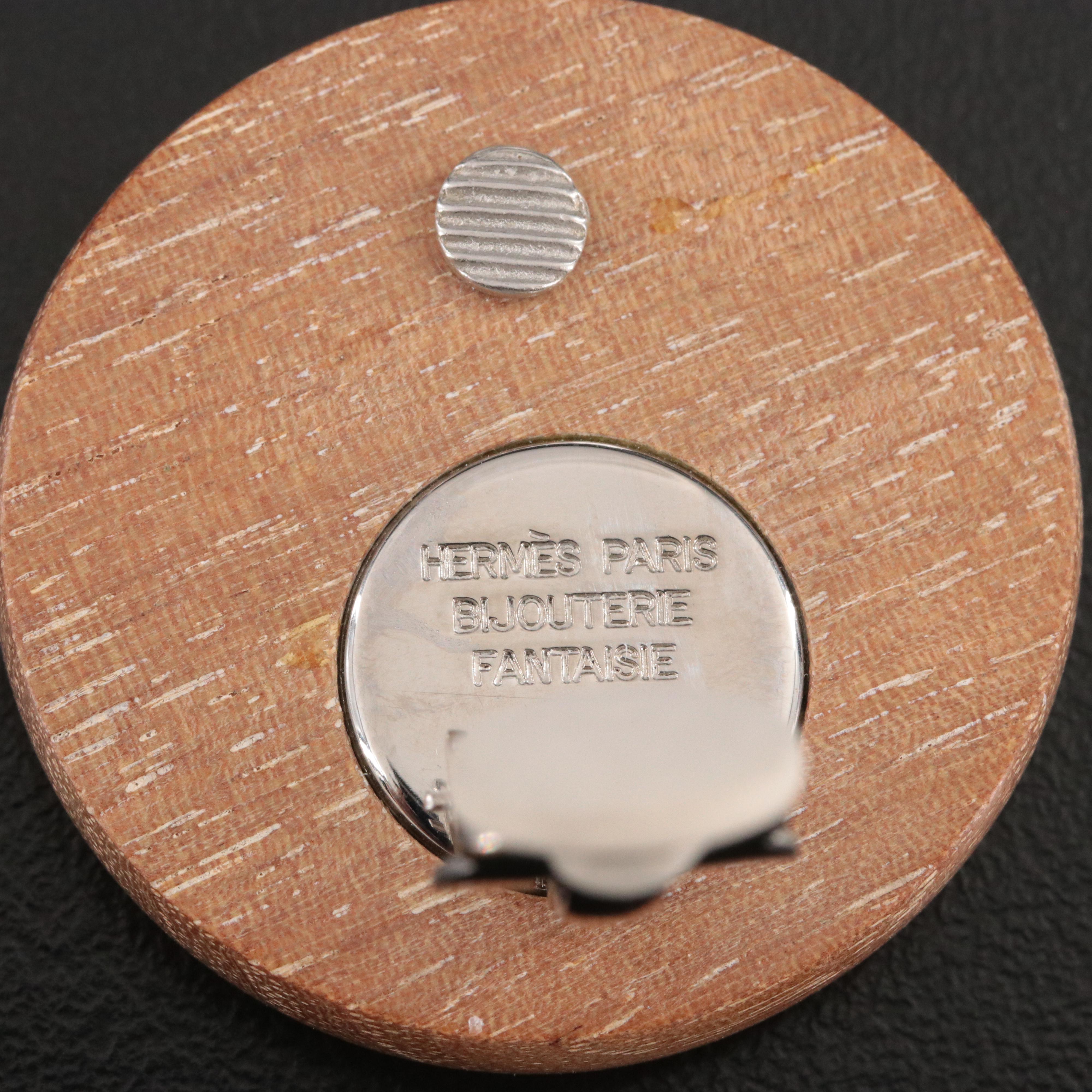 Hermès Paris Wood Clip Earrings