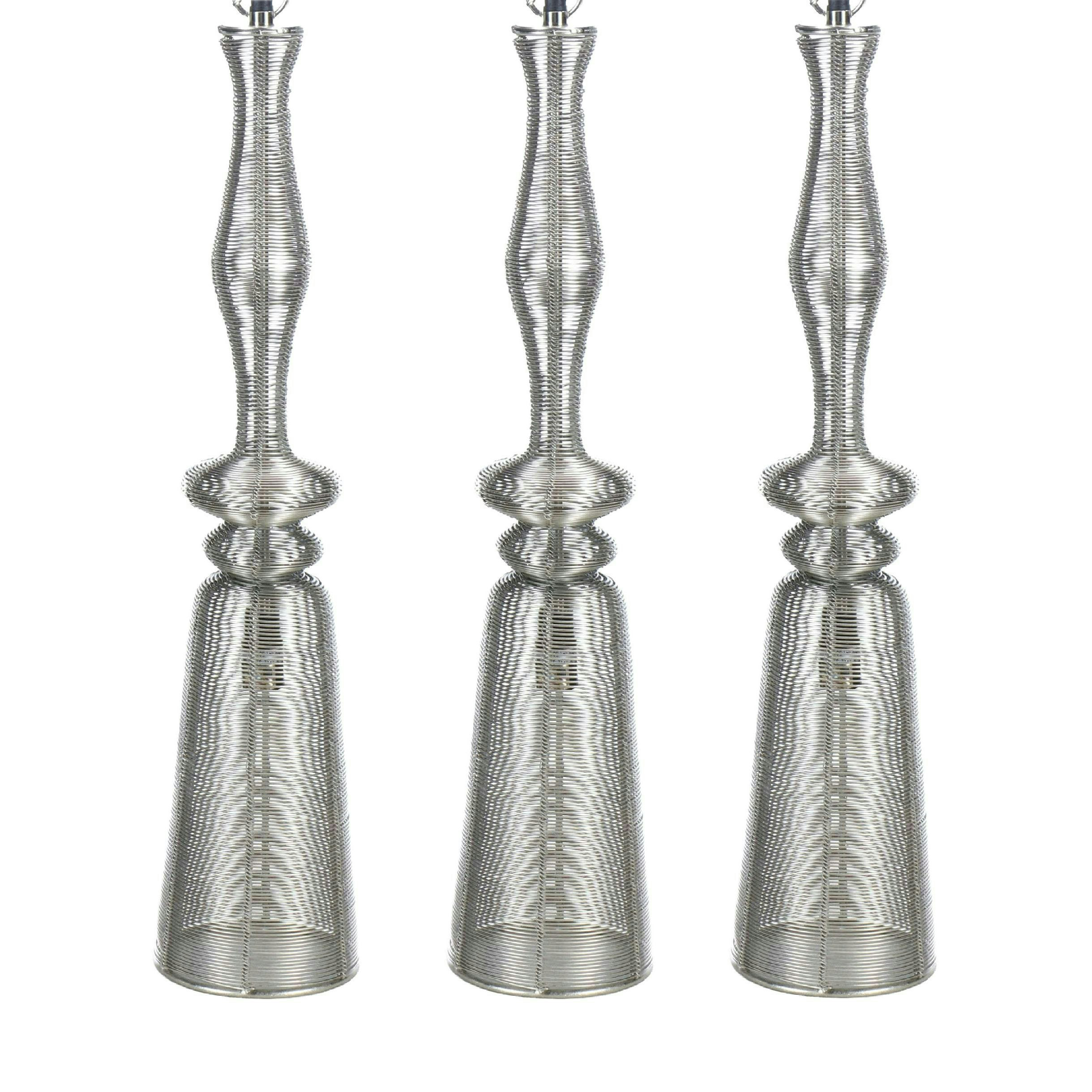 3 Sarreid Ltd. Contemporary Silver Brushed Wire Pendant Lights