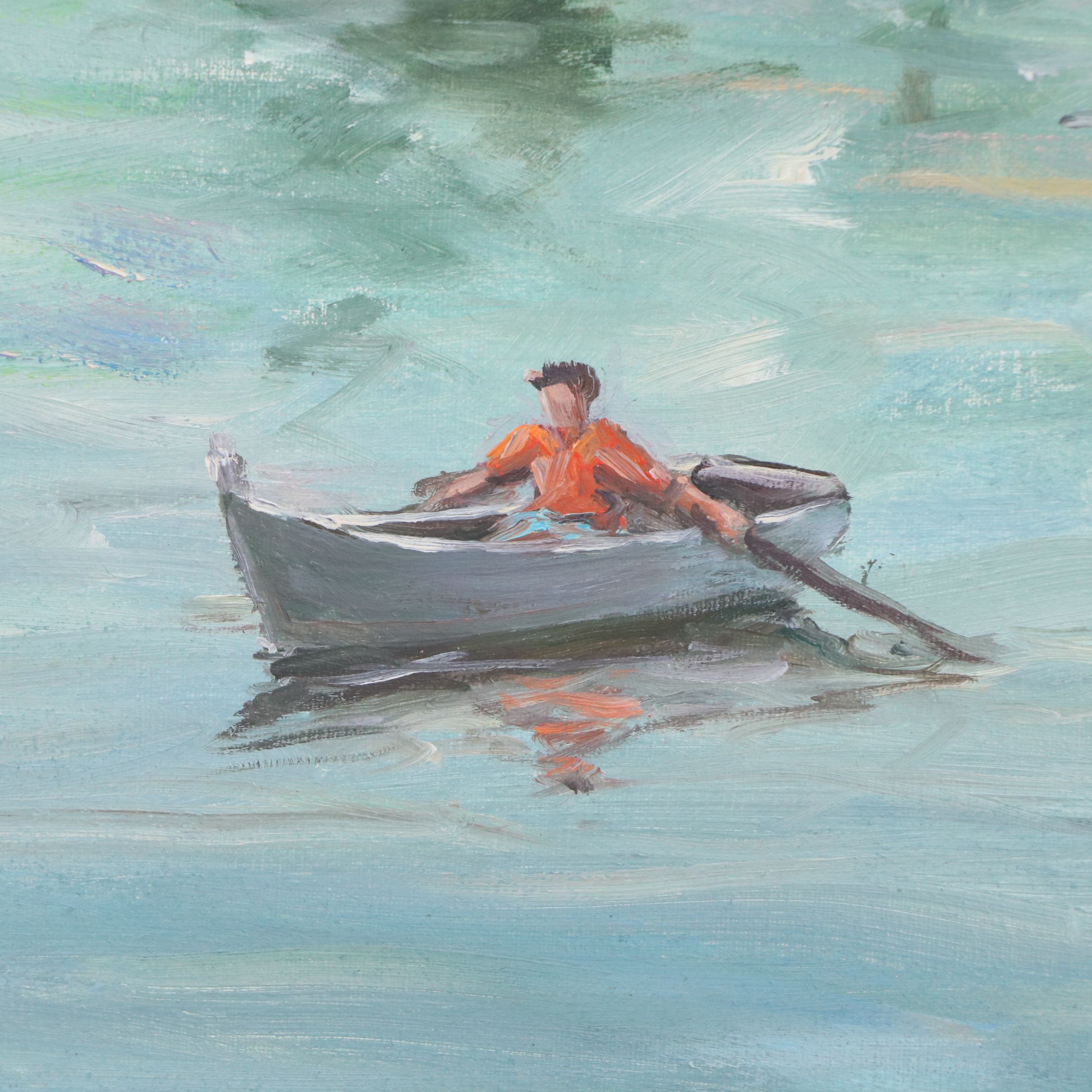 Carmine A. Carbone Harbor Scene Oil Painting