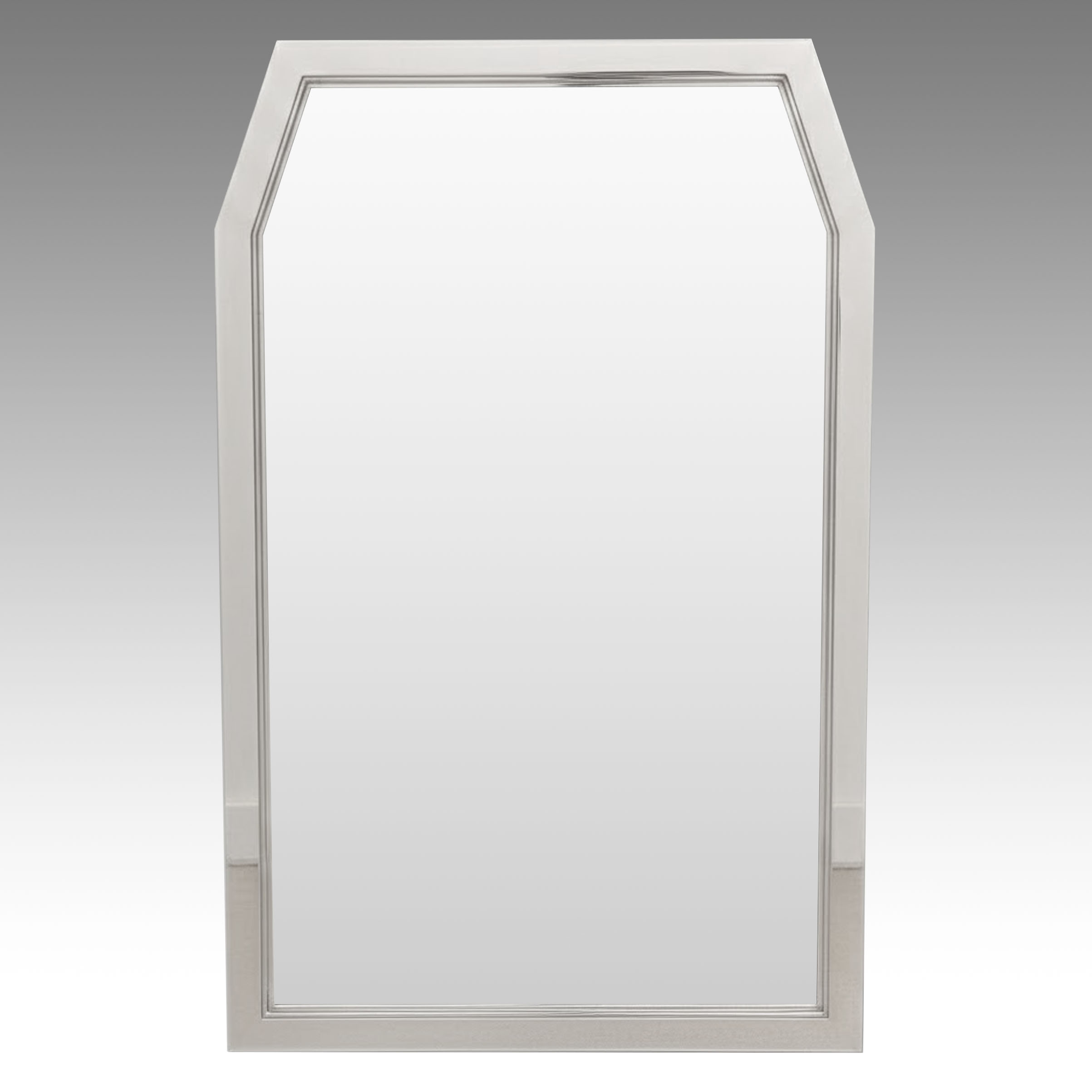 Contemporary Polished Chrome-Finished "Tombstone" Silhouette Wall Mirror