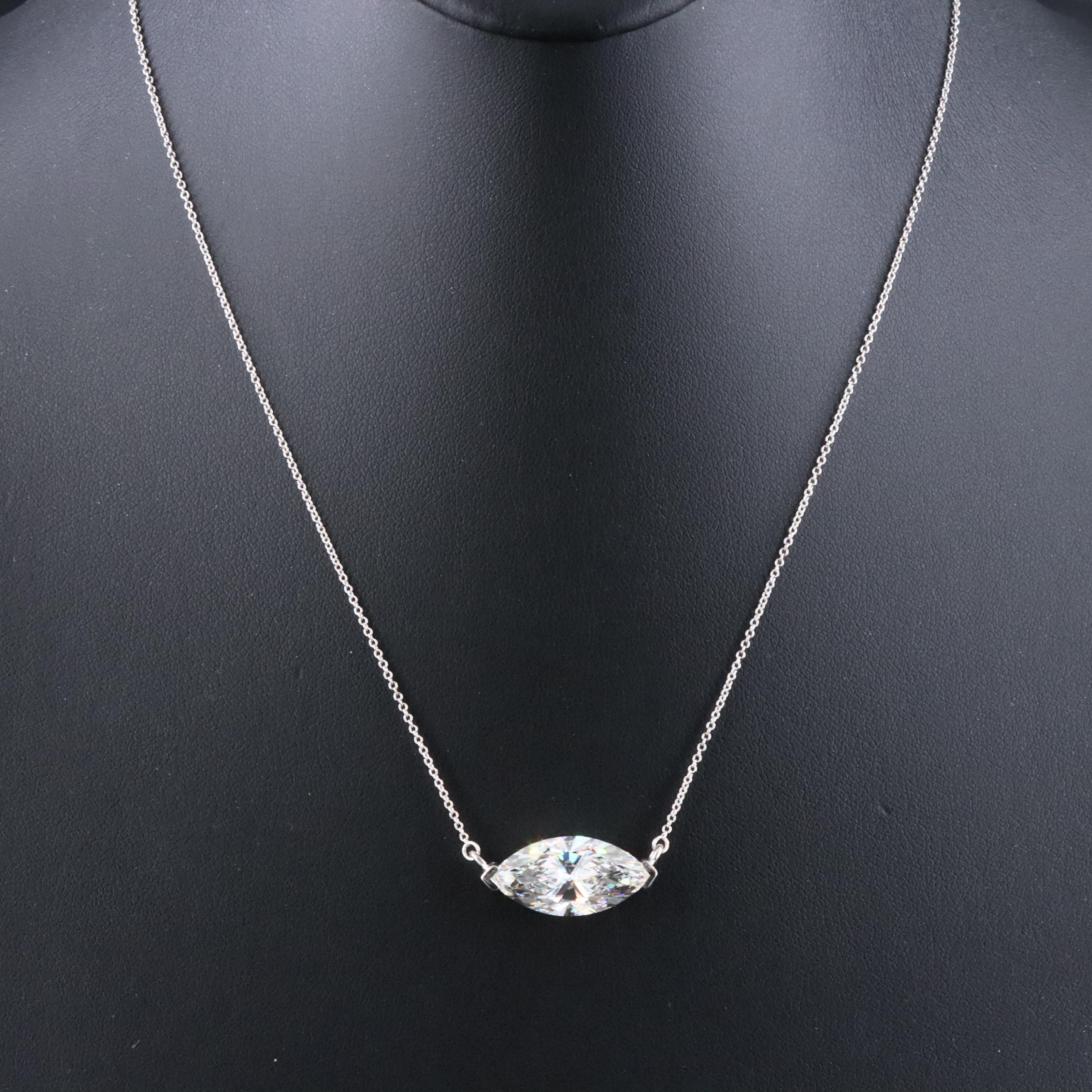 14K 7.04 CT Lab Grown Diamond Solitaire Necklace with IGI Report