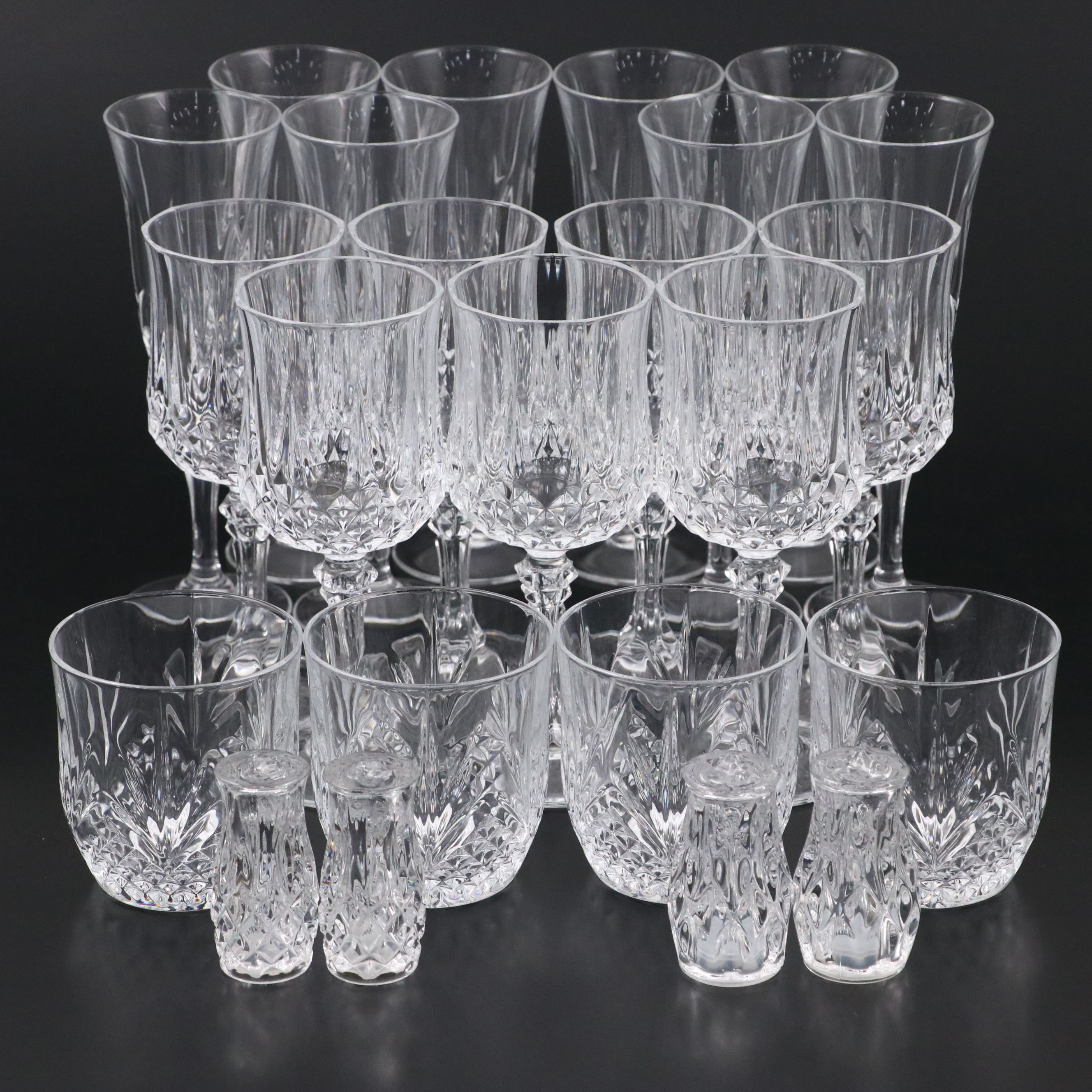 Cristal de Flandre "Salzburg" Old Fashioned Glasses with Other Crystal Stemware