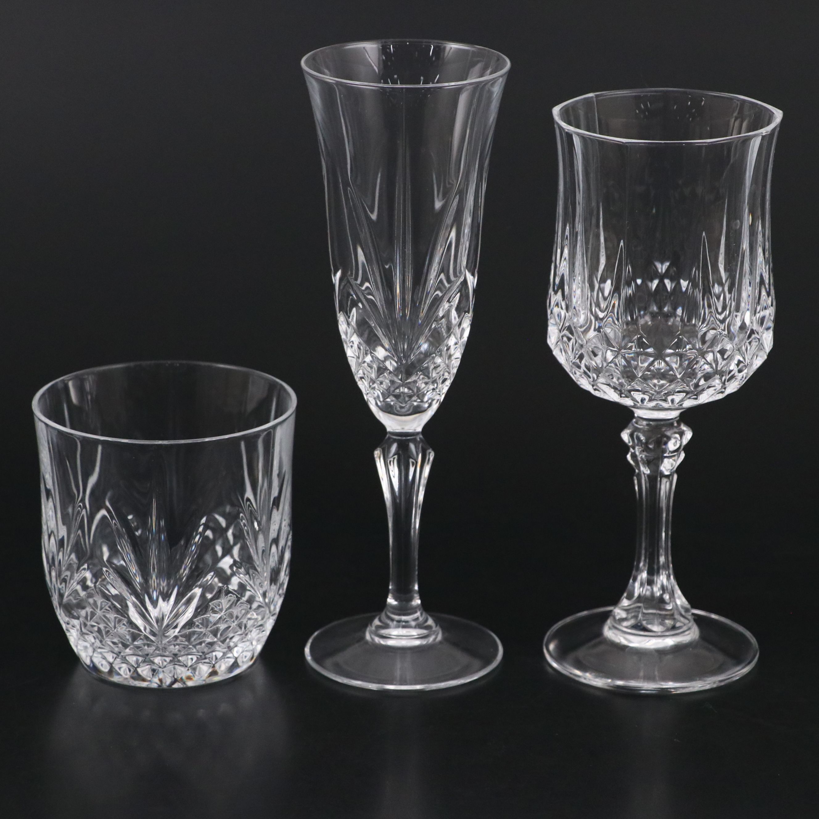 Cristal de Flandre "Salzburg" Old Fashioned Glasses with Other Crystal Stemware