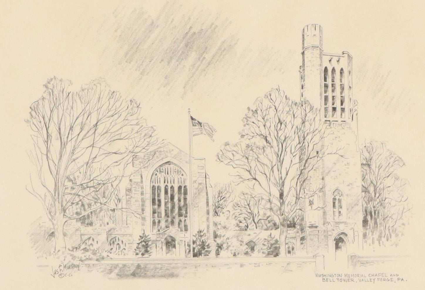 After Jas Murray Halftone "Washington Memorial Chapel," Mid-Late 20th Century