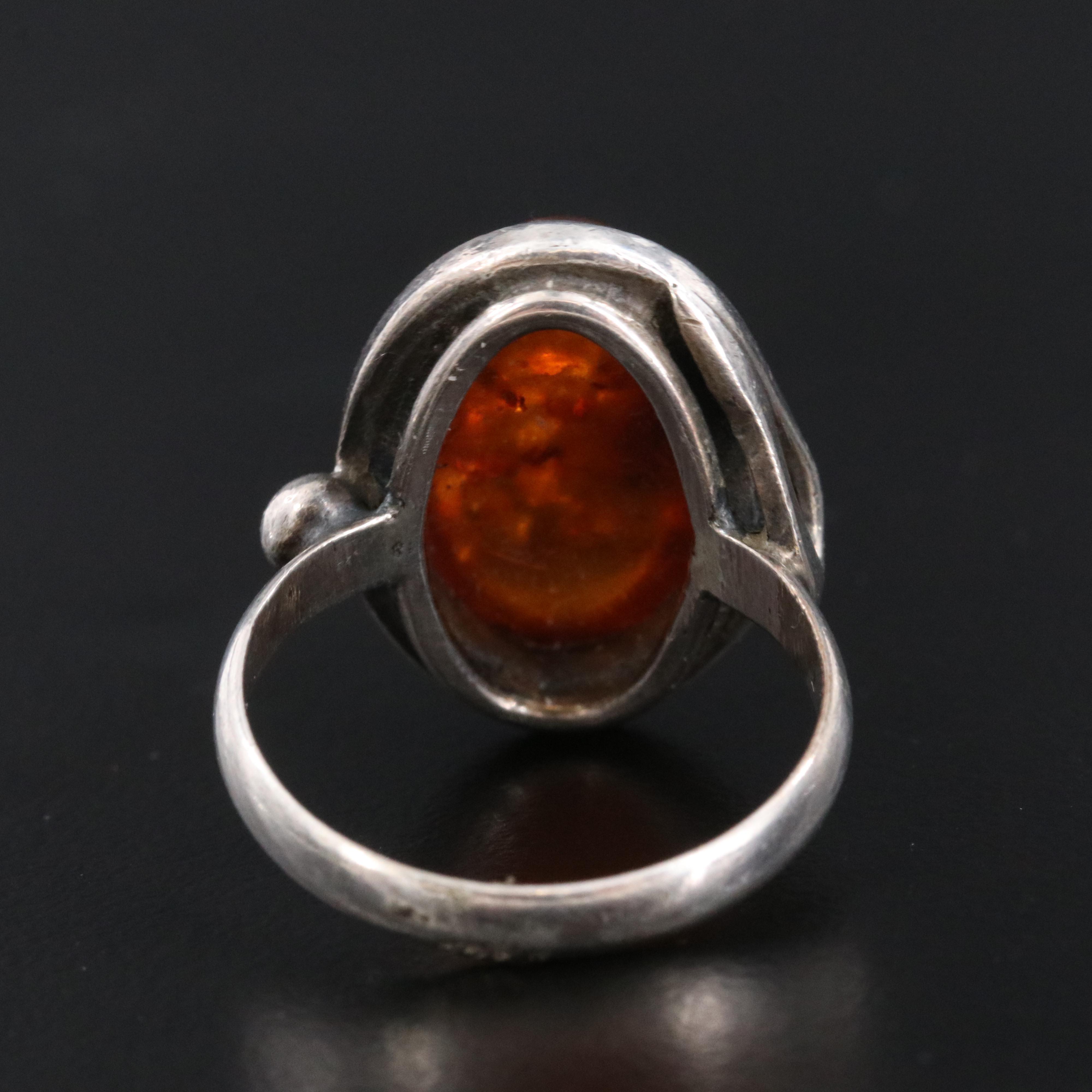 Sterling Amber Ring