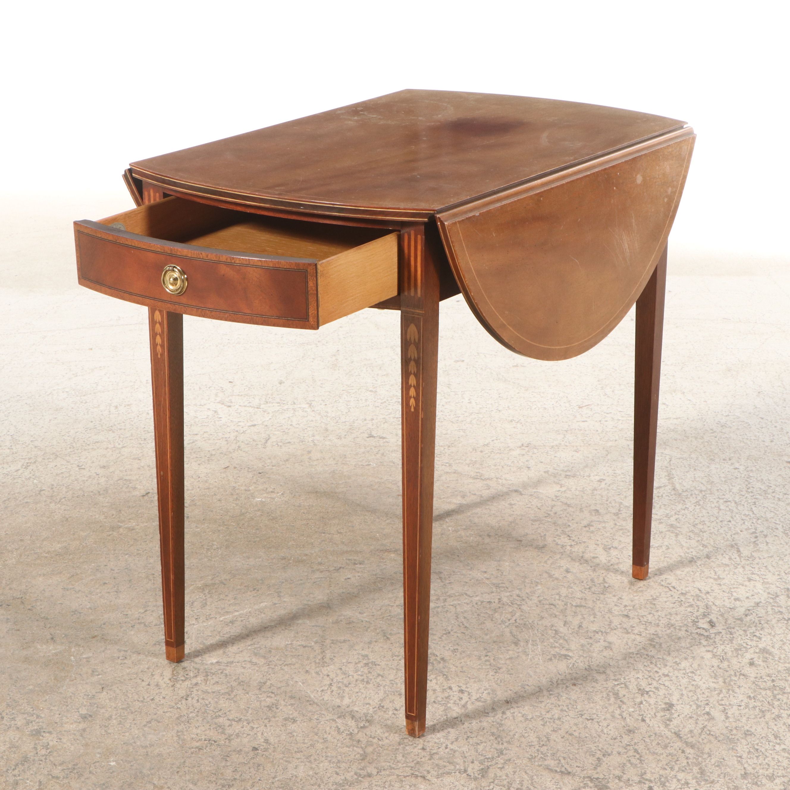 Baker Furniture Federal Style Inlaid Mahogany Pembroke Table