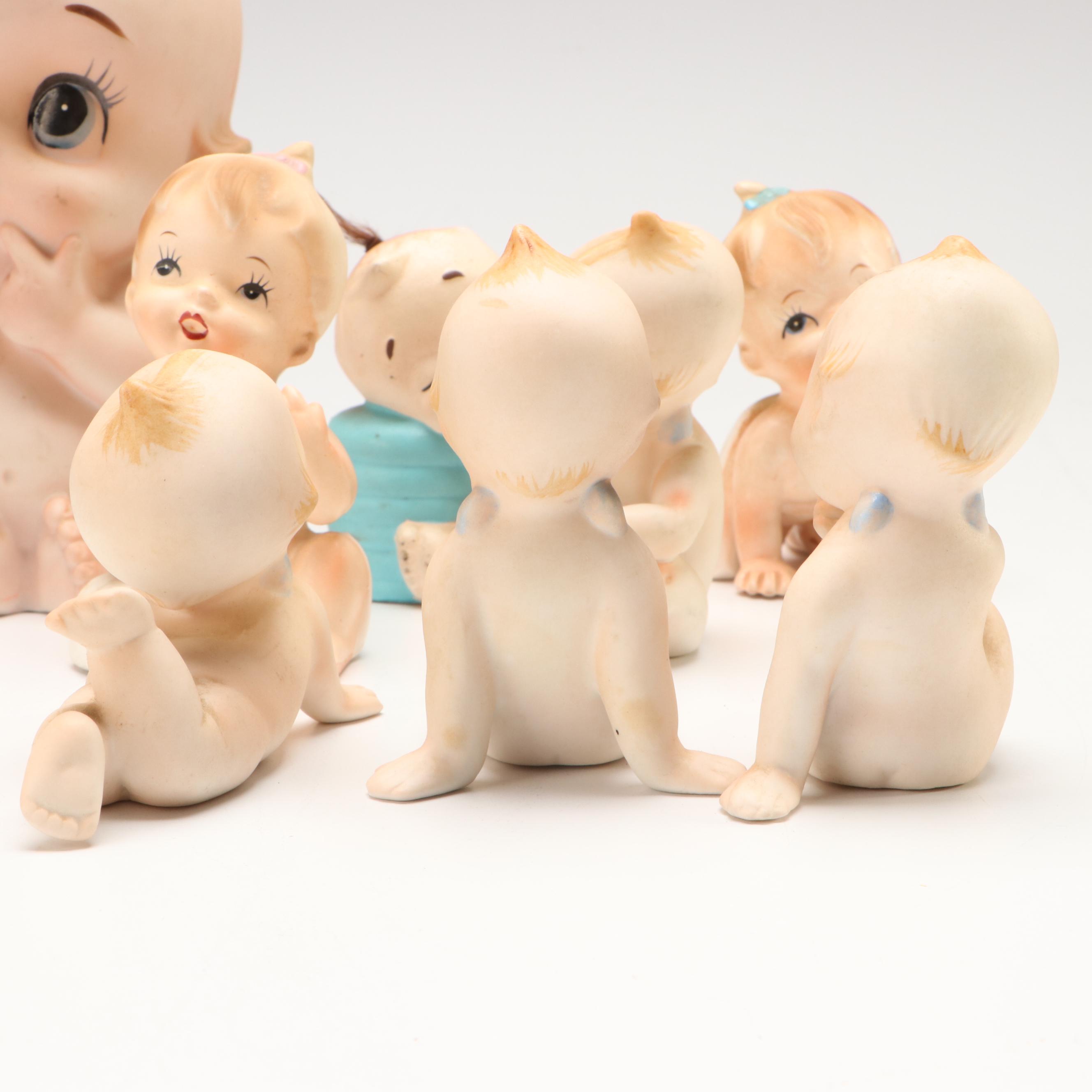 Lefton, Napco with Other Porcelain Baby Figurines, Mid to Late 20th Century