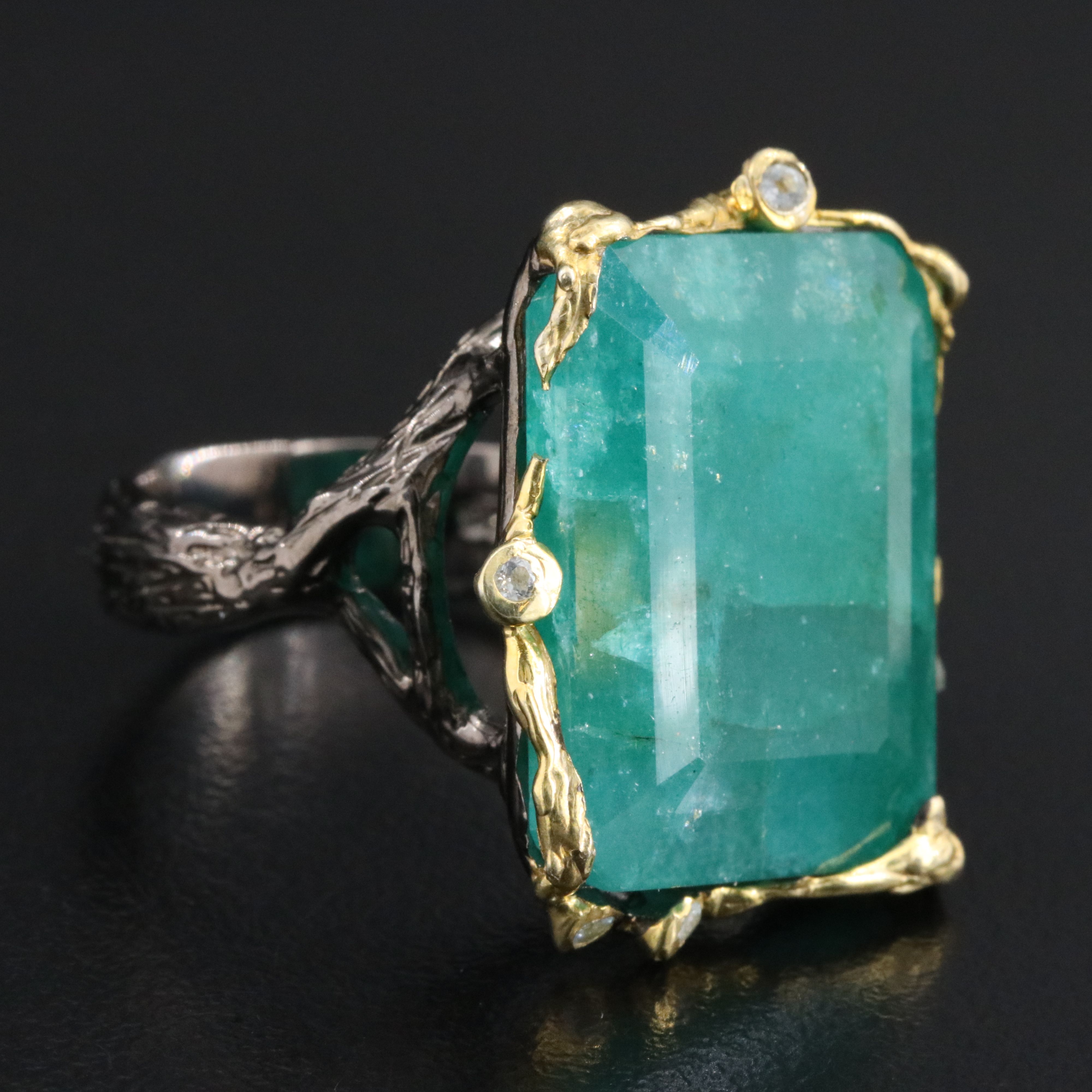 Sterling Aventurine and CZ Ring