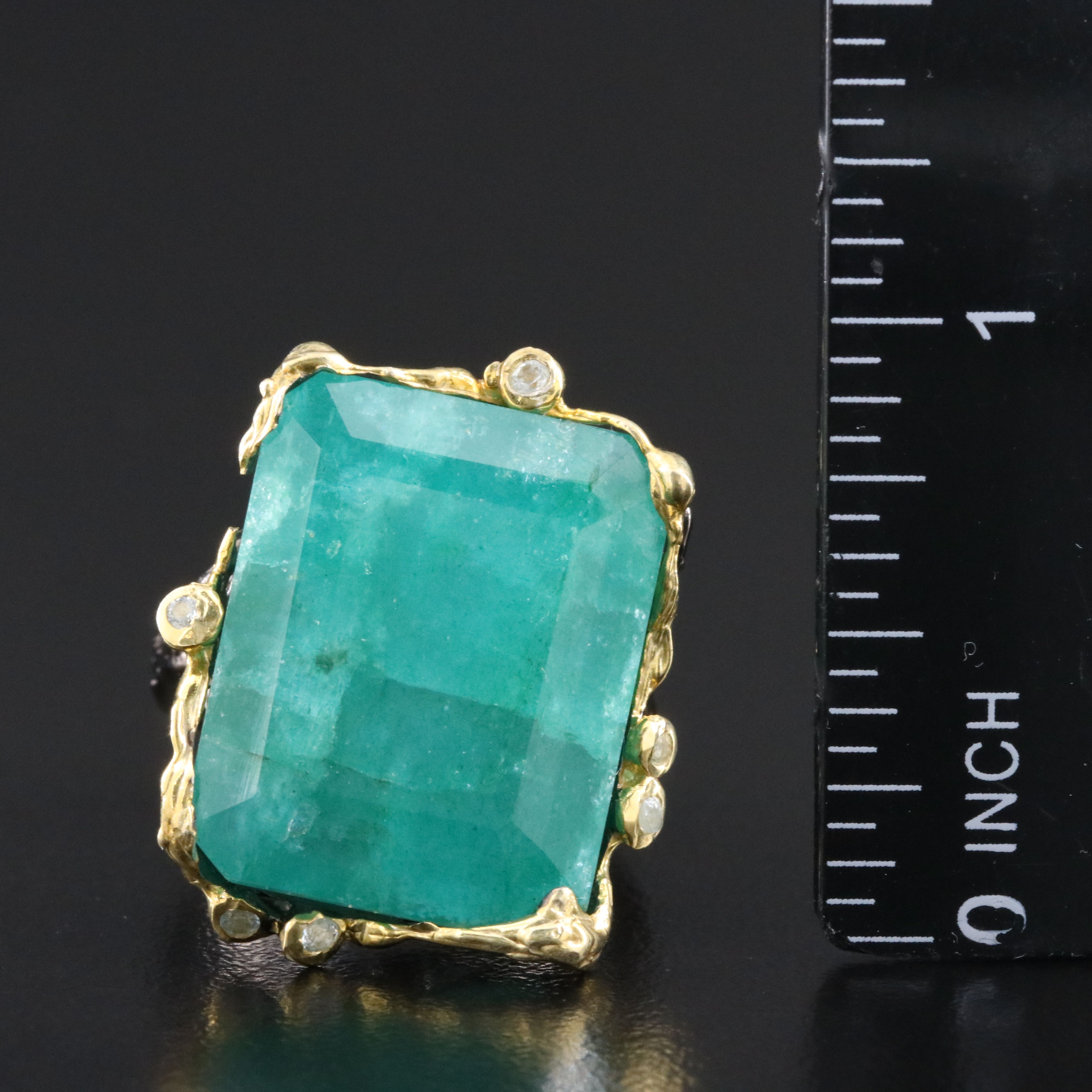 Sterling Aventurine and CZ Ring