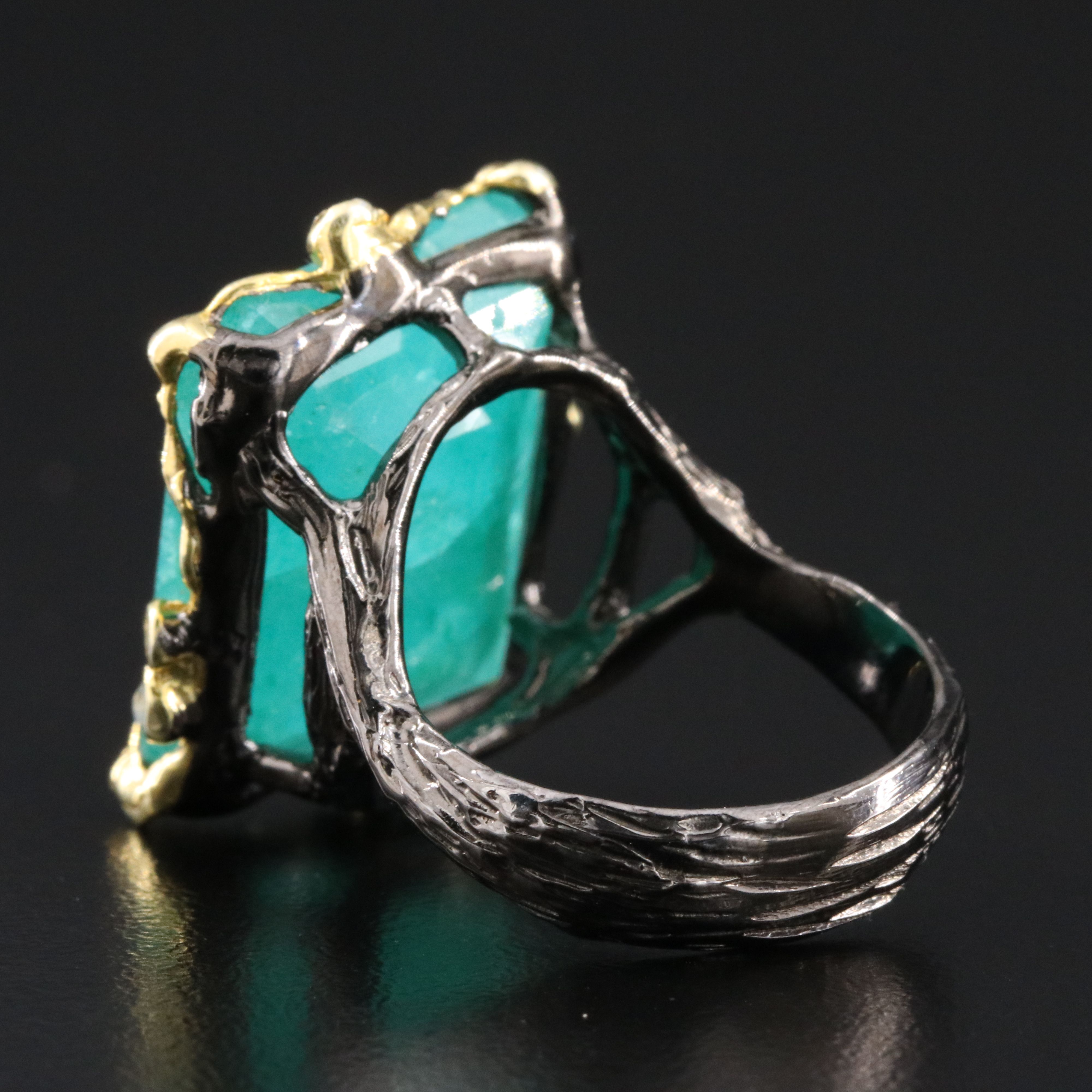 Sterling Aventurine and CZ Ring