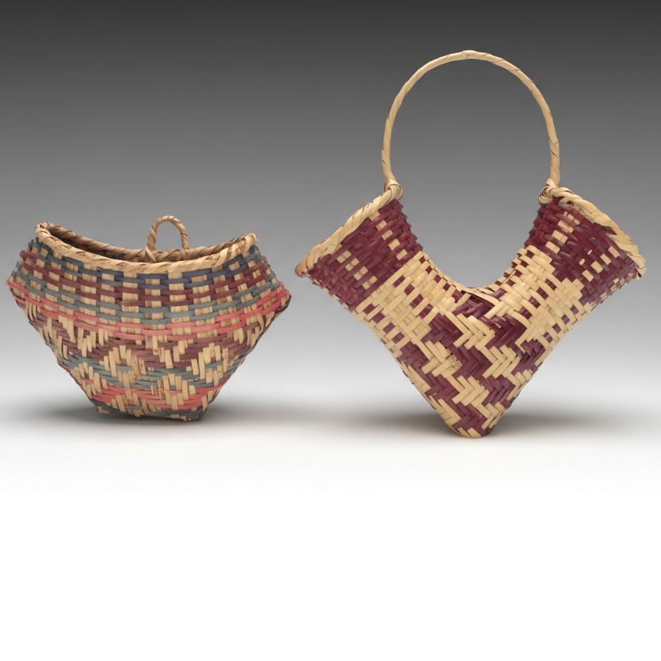 Eleanor Ferris Choctaw Woven Swamp Cane Elbow Basket with Dorothy Chapman Vessel