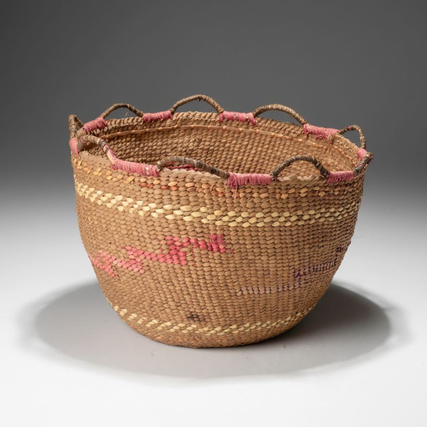 Olympic Peninsula Dyed Beargrass and Spruce Root Quinault Basket, 1920s