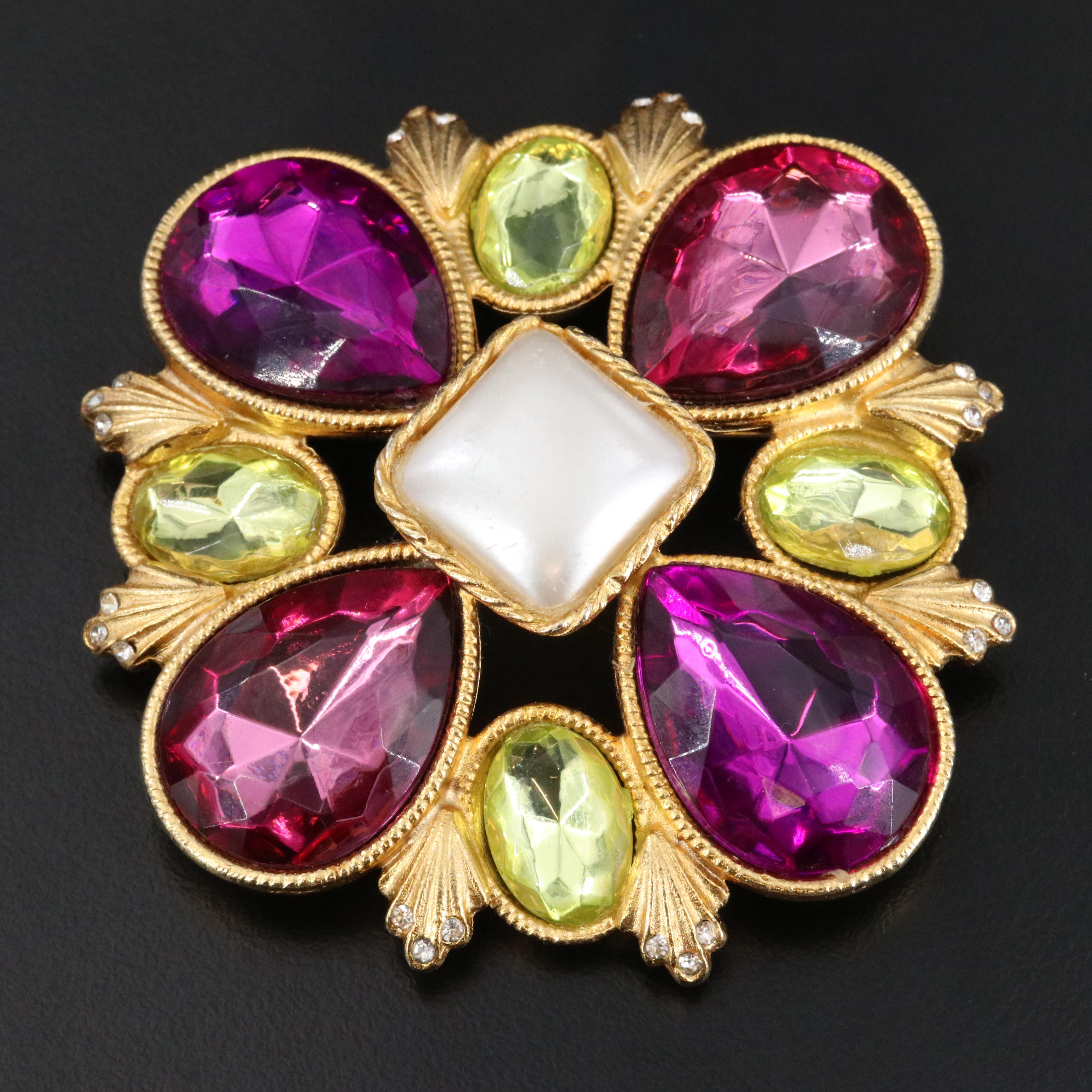 Yosca Large Size Glass Brooch Vintage