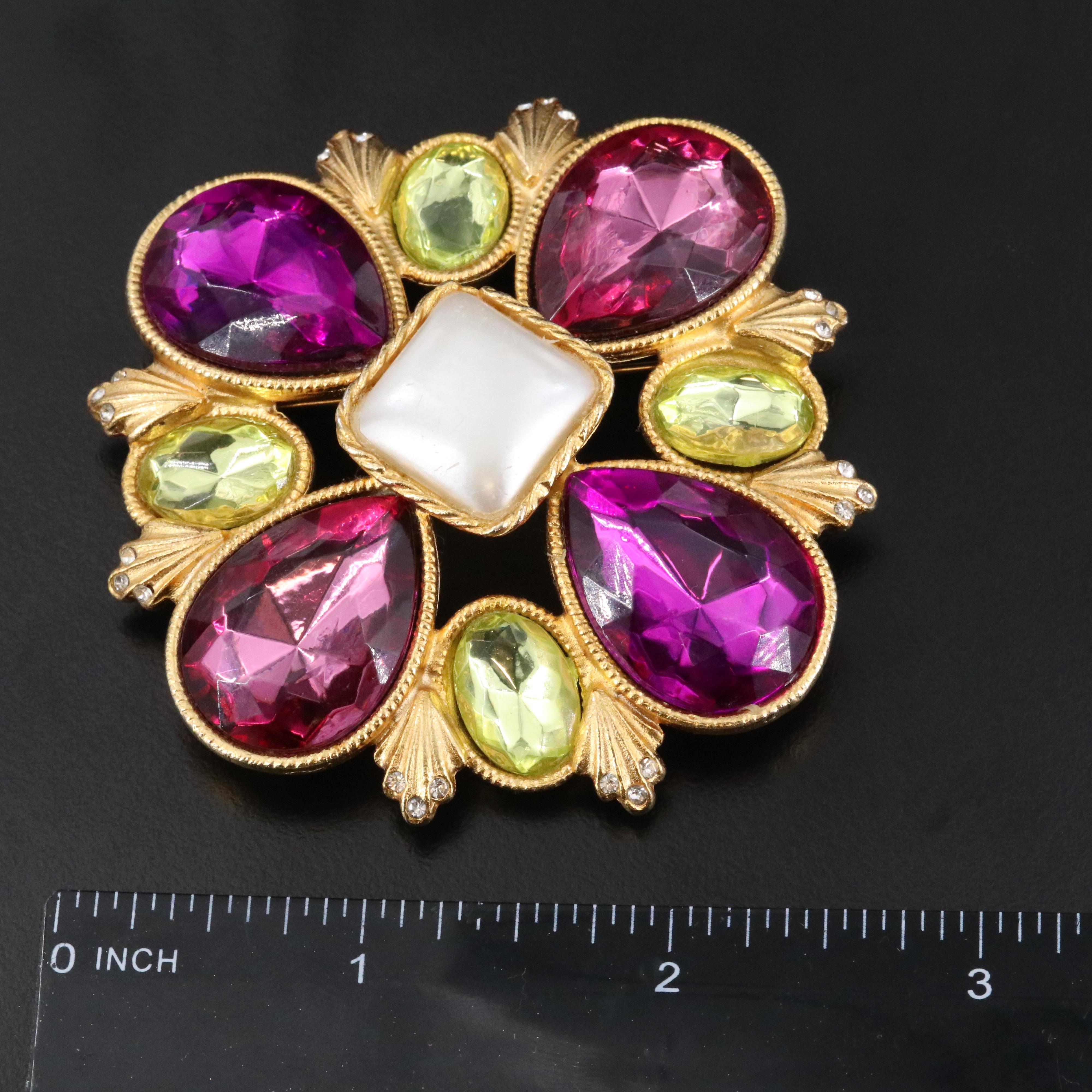 Yosca Large Size Glass Brooch Vintage