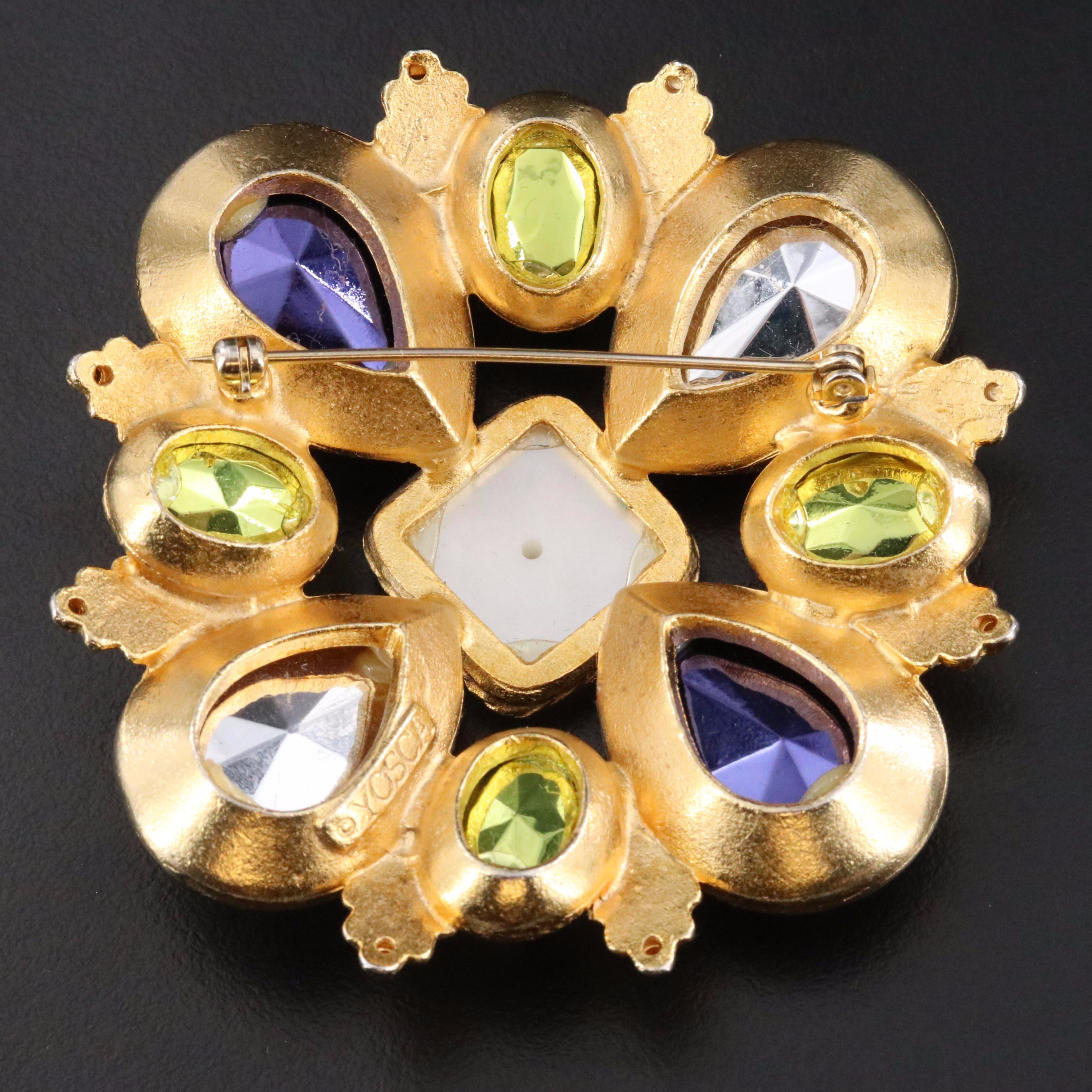 Yosca Large Size Glass Brooch Vintage