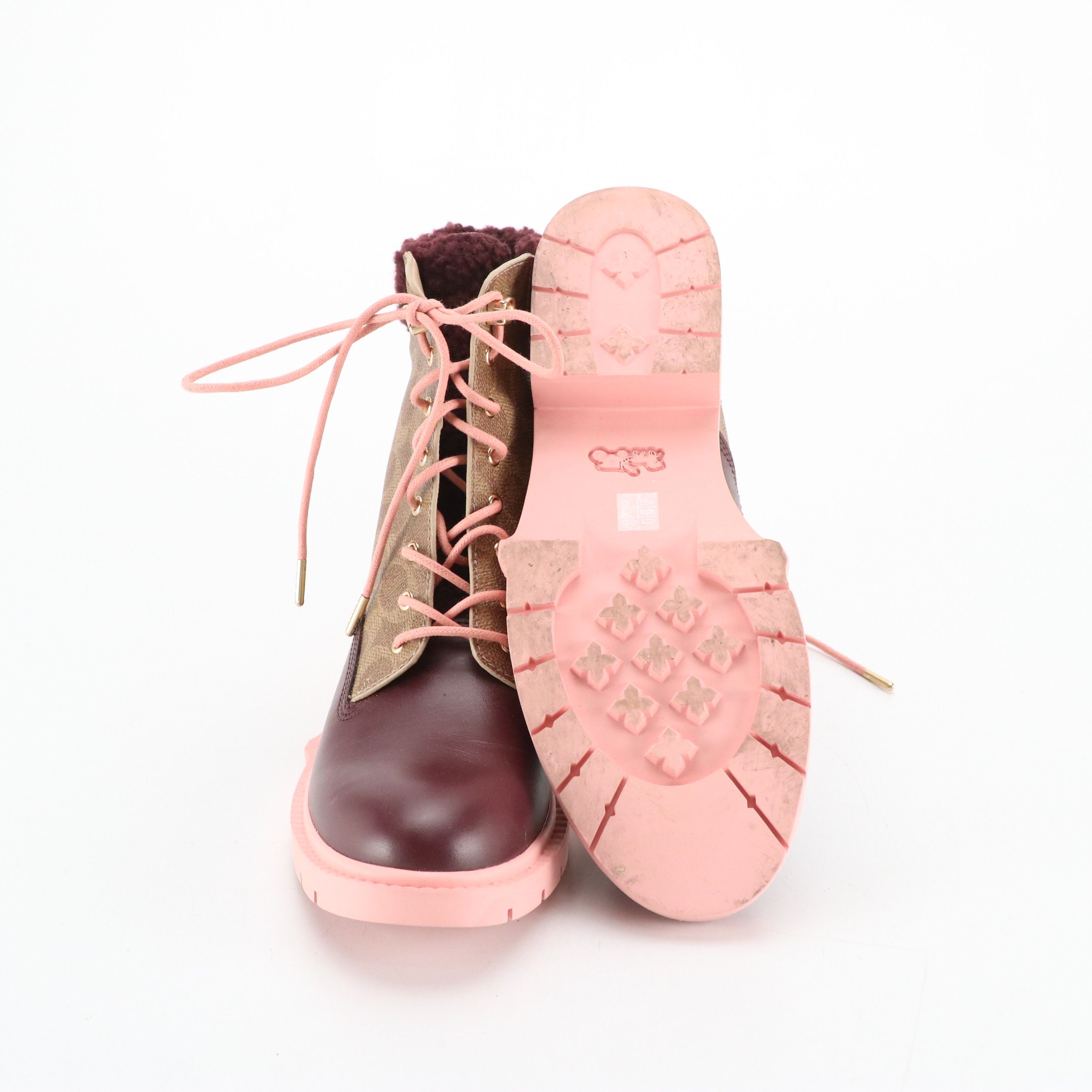 Coach Lorimer Bootie C5917 in Signature Coated Canvas/Leather/Shearling