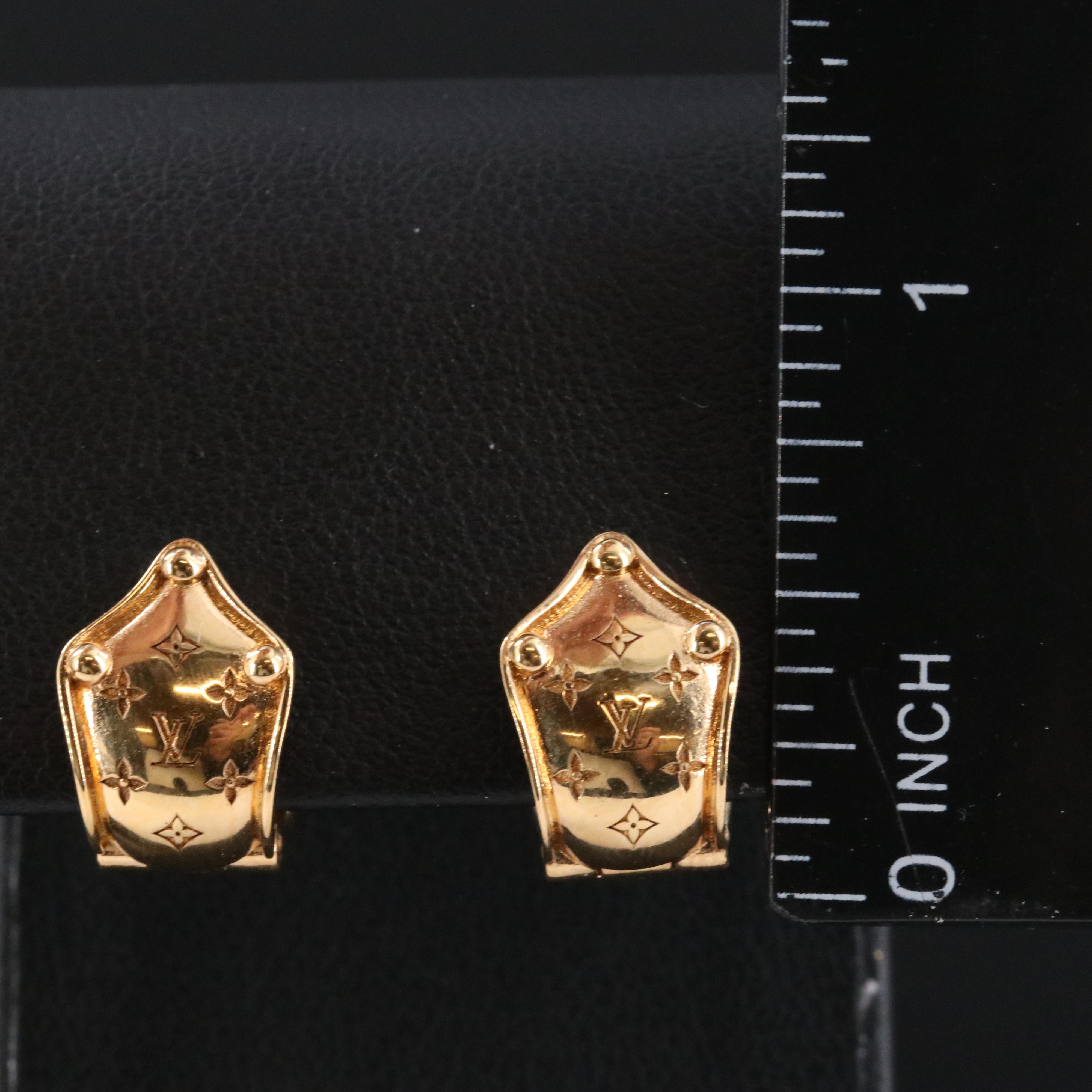 Louis Vuitton Nanogram Huggie Clip Earrings