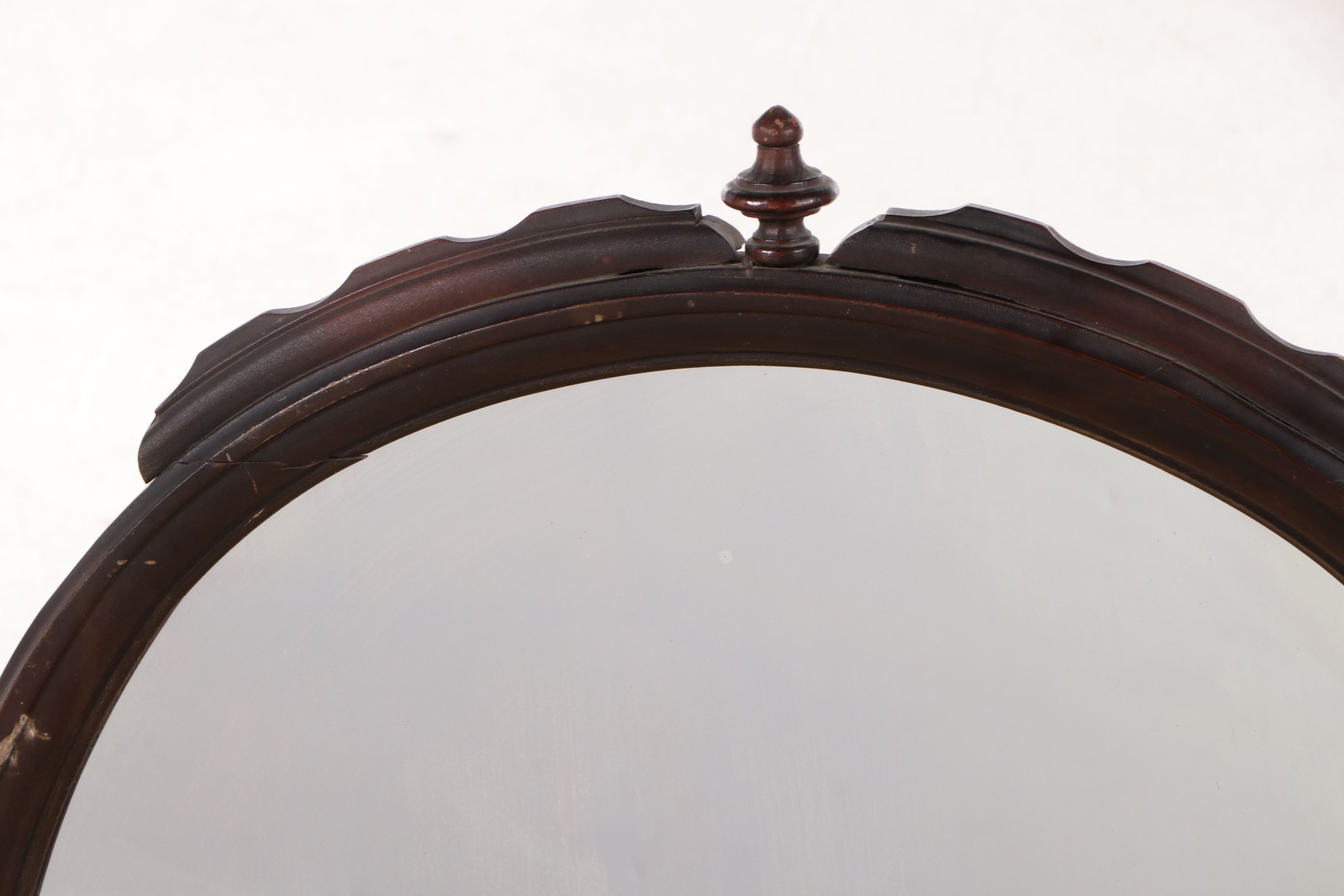 Hepplewhite Style Walnut Finish Shield Shaped Wall Mirror, Early 20th Century