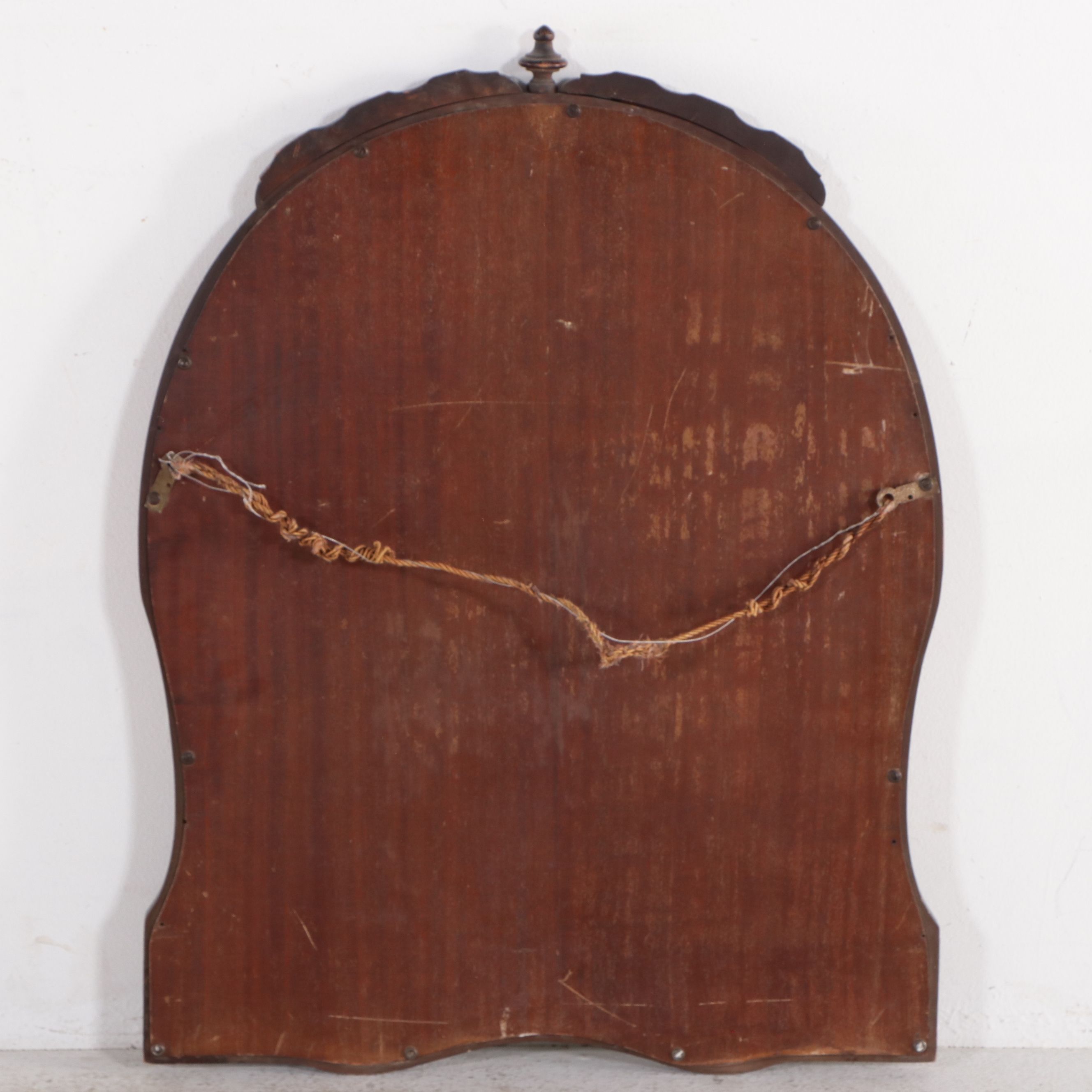 Hepplewhite Style Walnut Finish Shield Shaped Wall Mirror, Early 20th Century