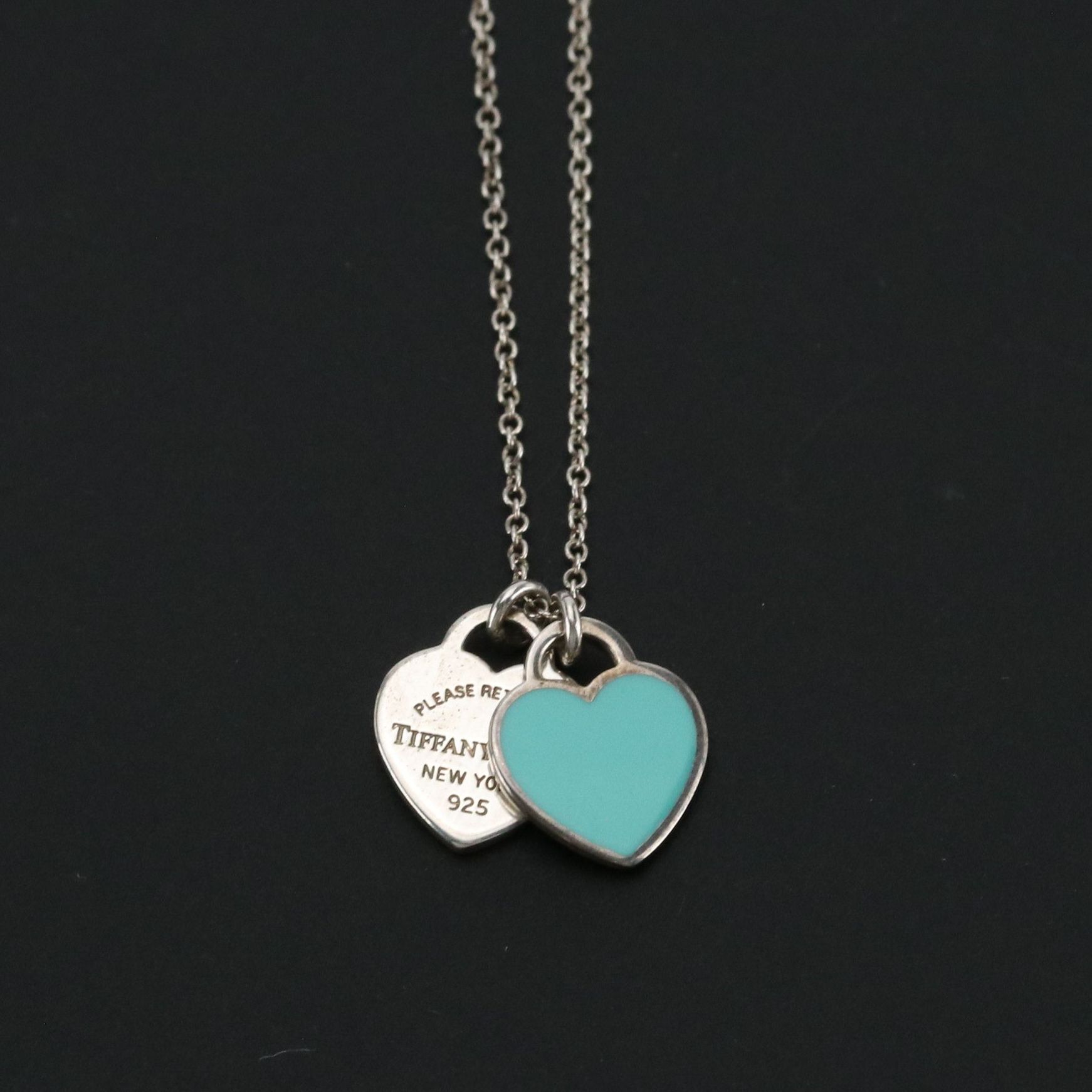 Tiffany & Co. Sterling Please Return to Tiffany & Co. Mini Double Heart Necklace