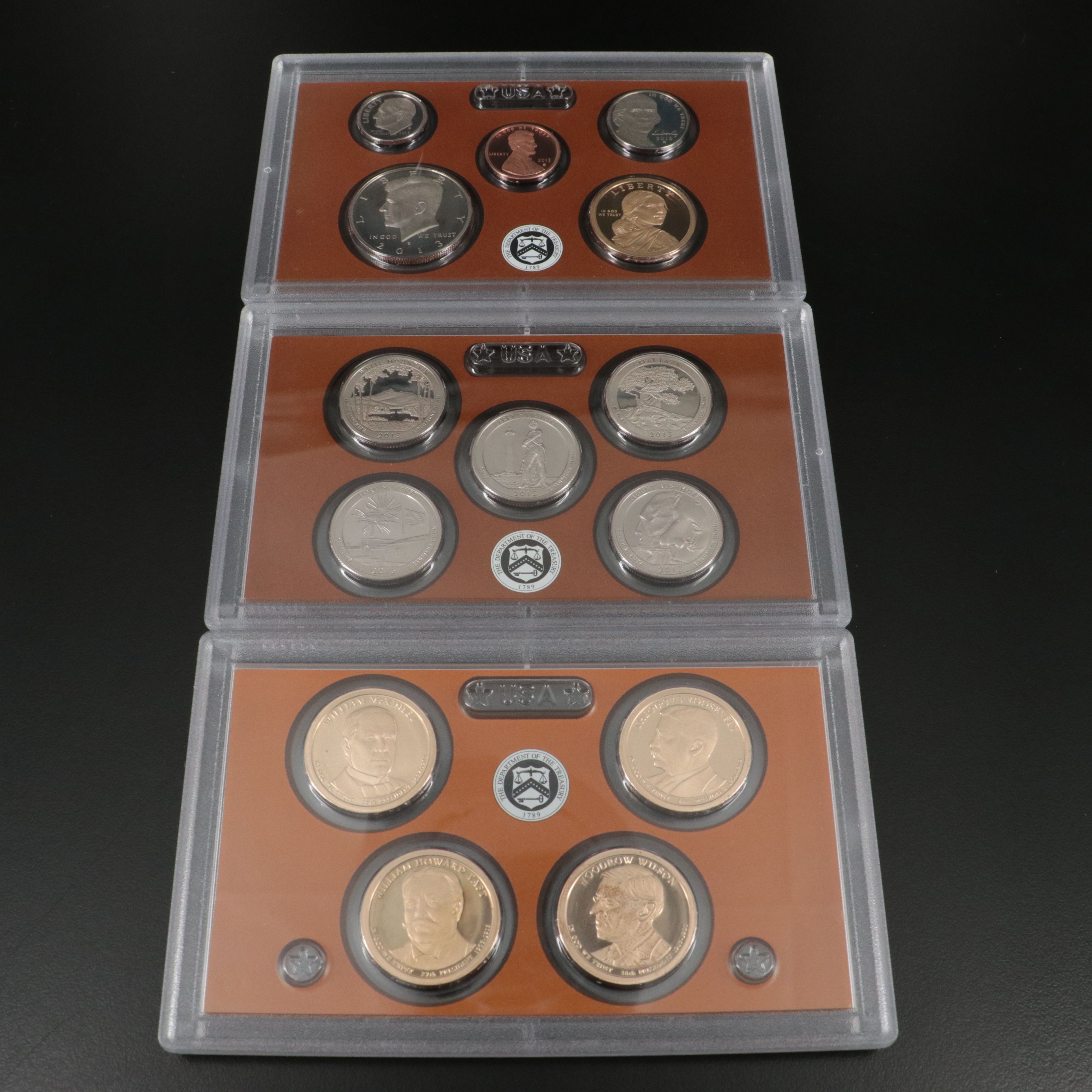 Three Different Modern U. S. Proof Sets