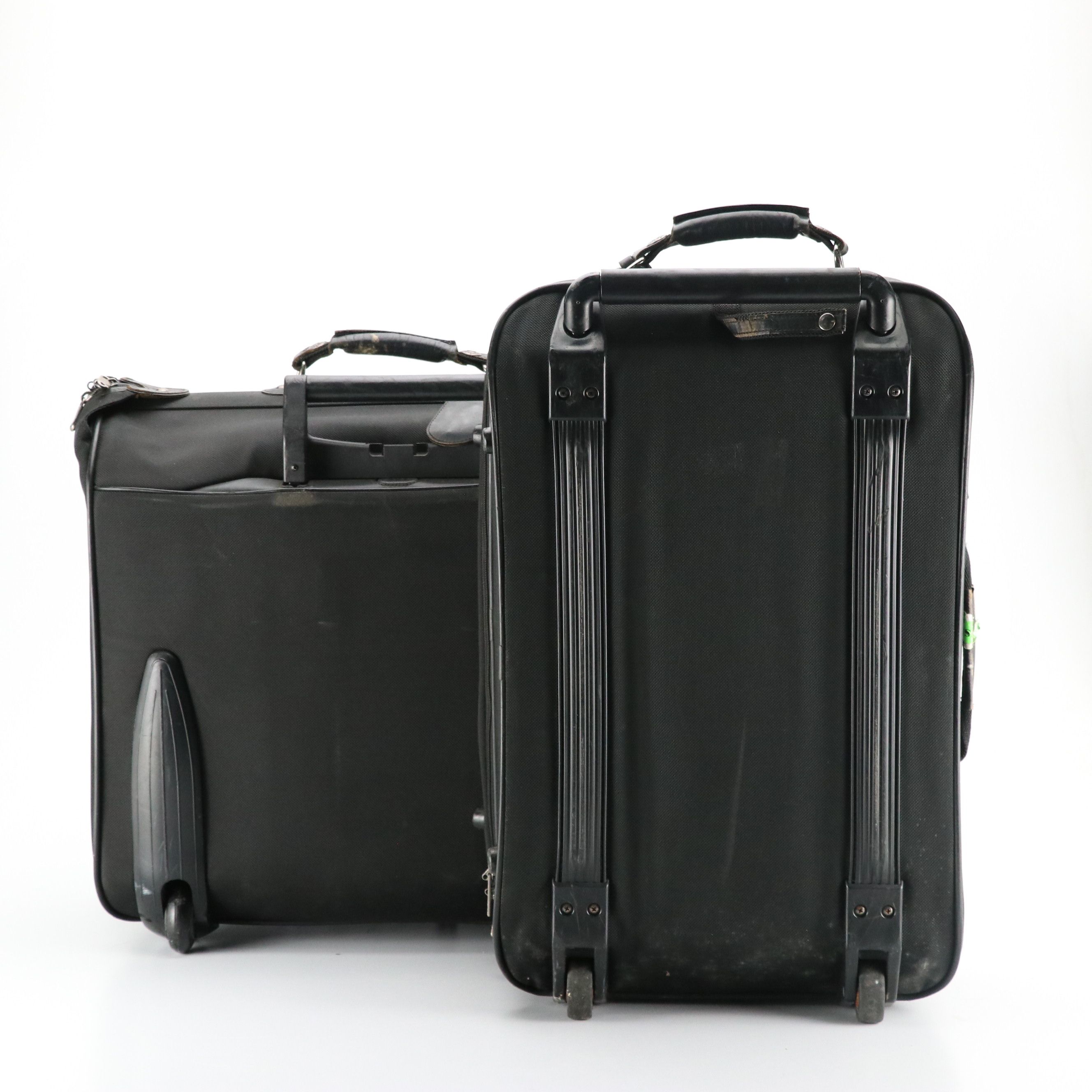 Hartmann Black Nylon Carry-On Luggage and Rolling Garment Bag