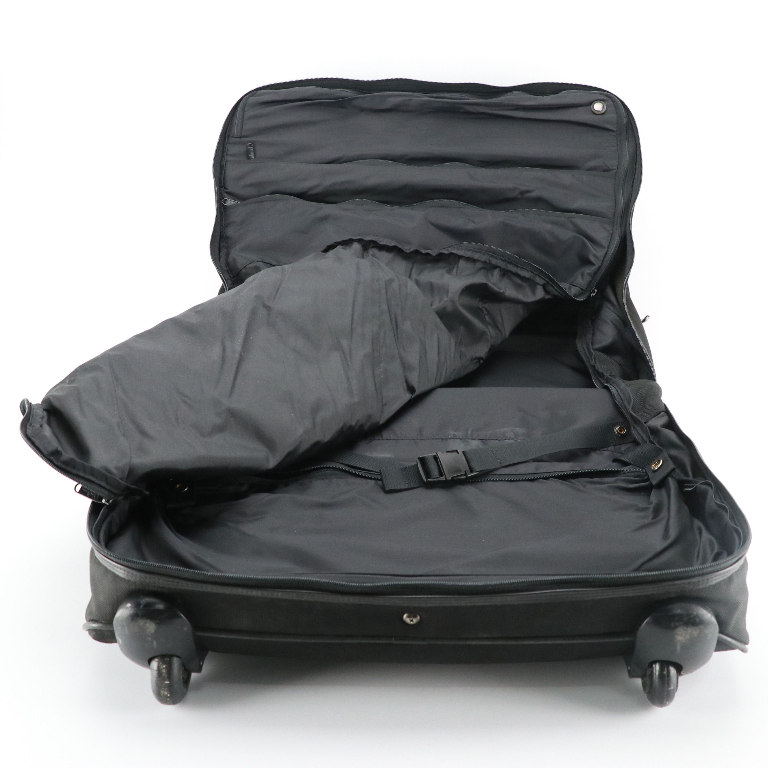 Hartmann Black Nylon Carry-On Luggage and Rolling Garment Bag