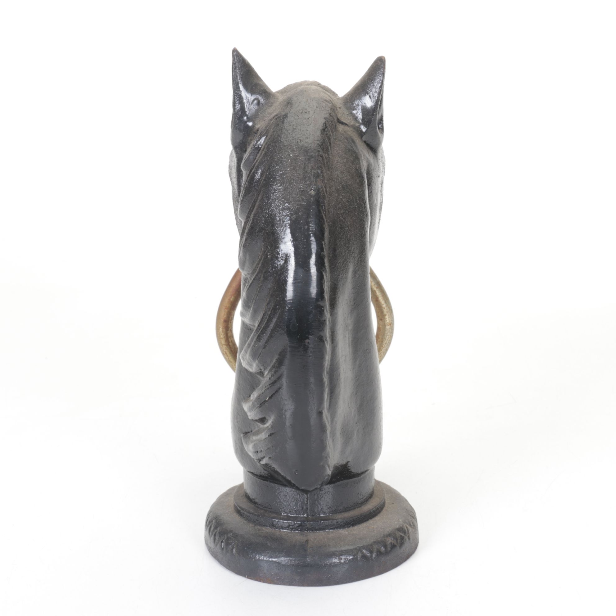 Cast Iron Horse Head Hitching Post Finial with Hitch Ring