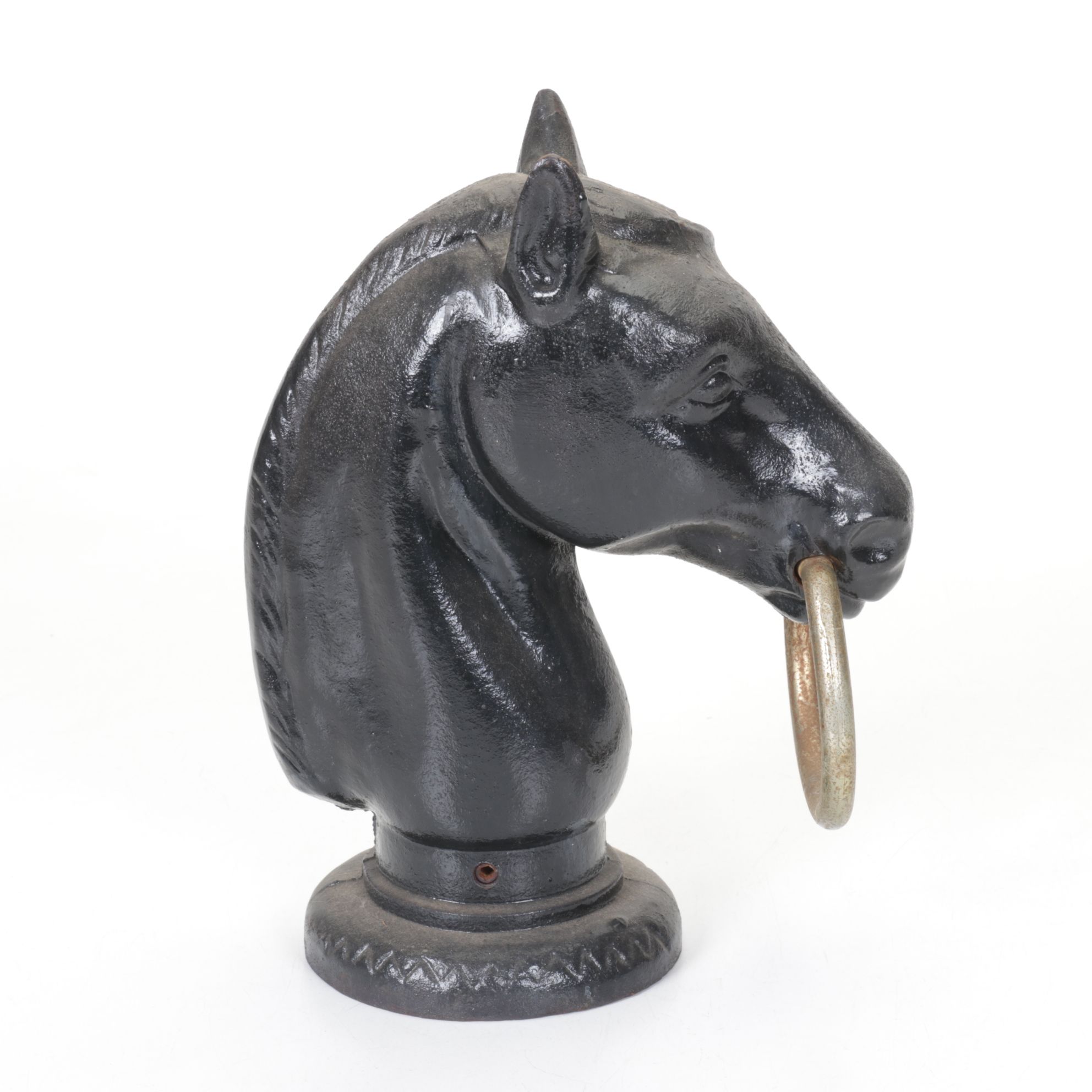Cast Iron Horse Head Hitching Post Finial with Hitch Ring