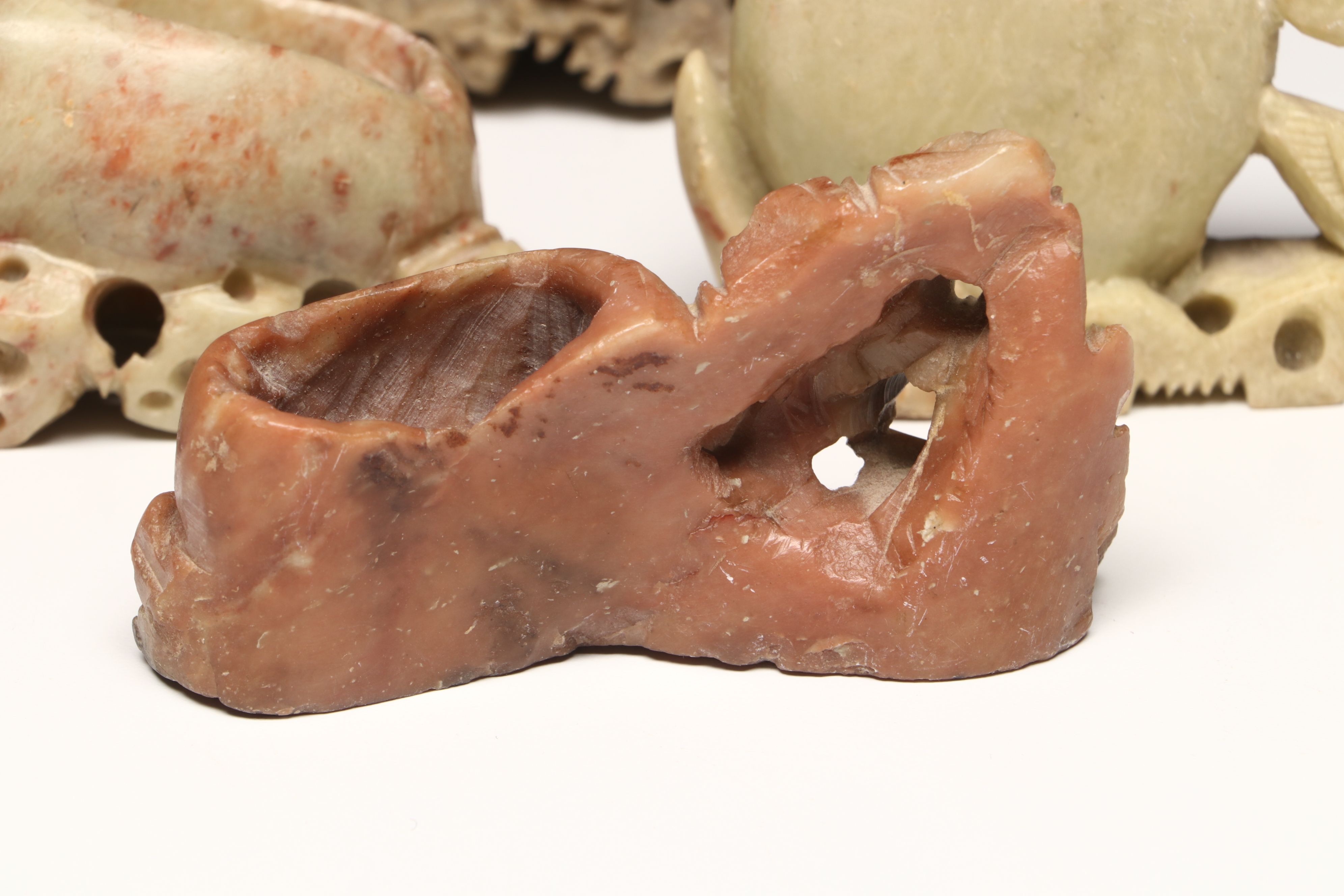 Carved Soapstone Brush Pots and Ashtray