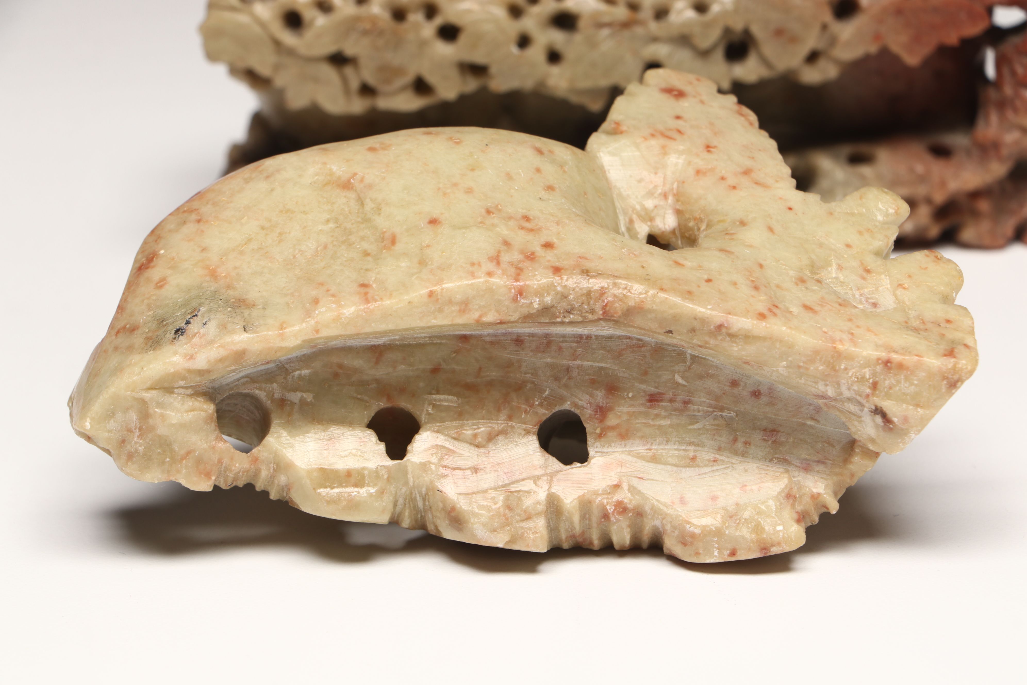 Carved Soapstone Brush Pots and Ashtray