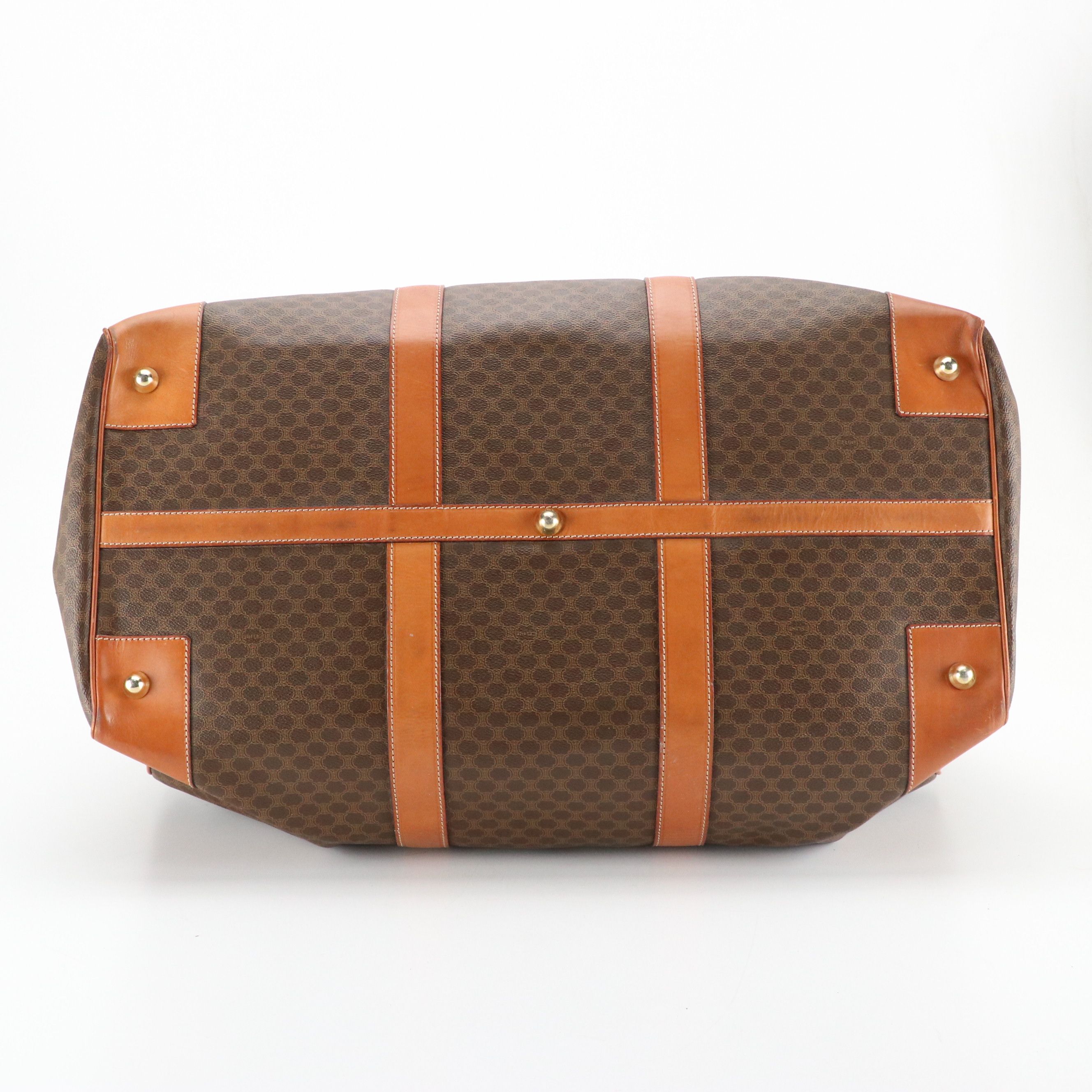 Celine Large Travel Duffle in Macadam Canvas and Leather