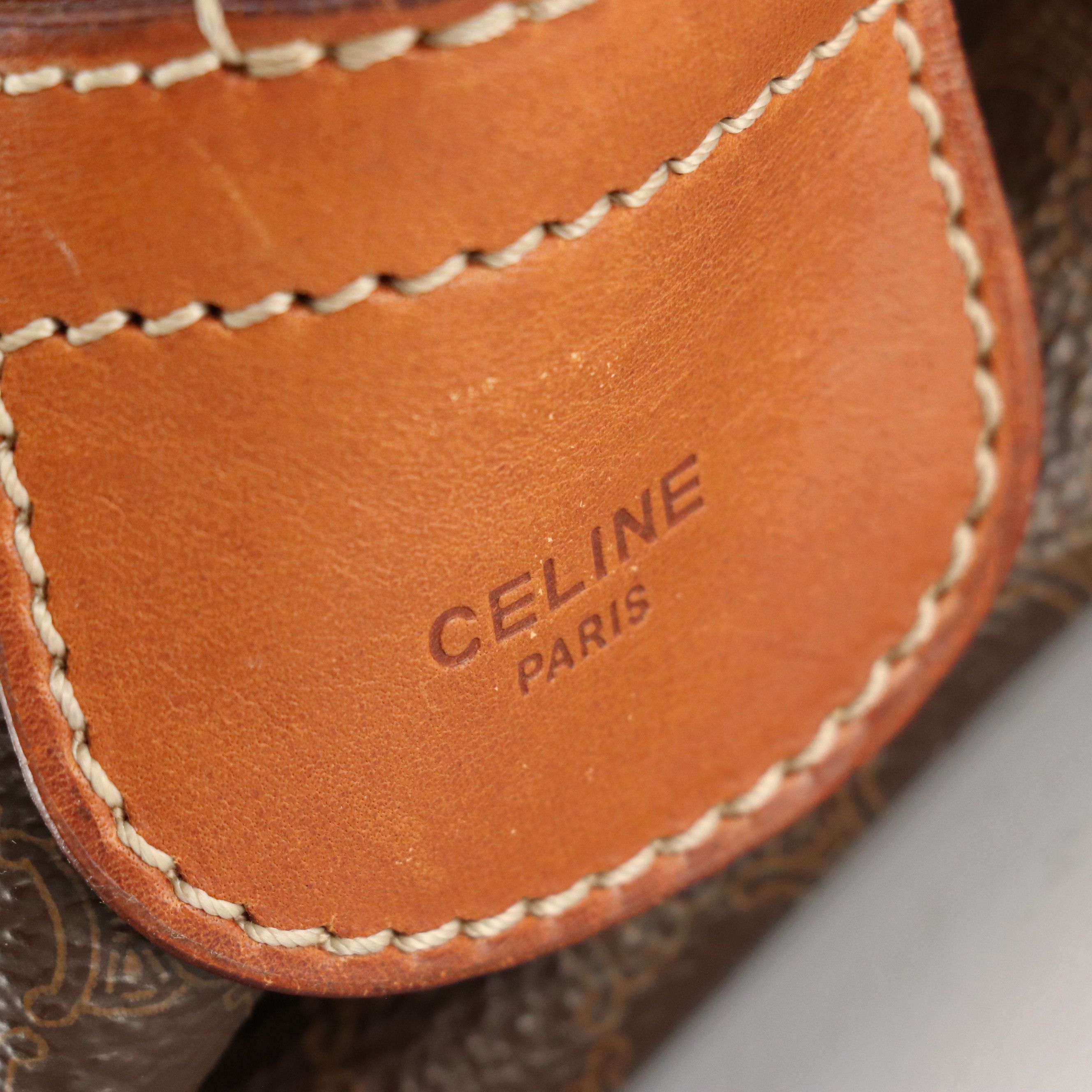 Celine Large Travel Duffle in Macadam Canvas and Leather