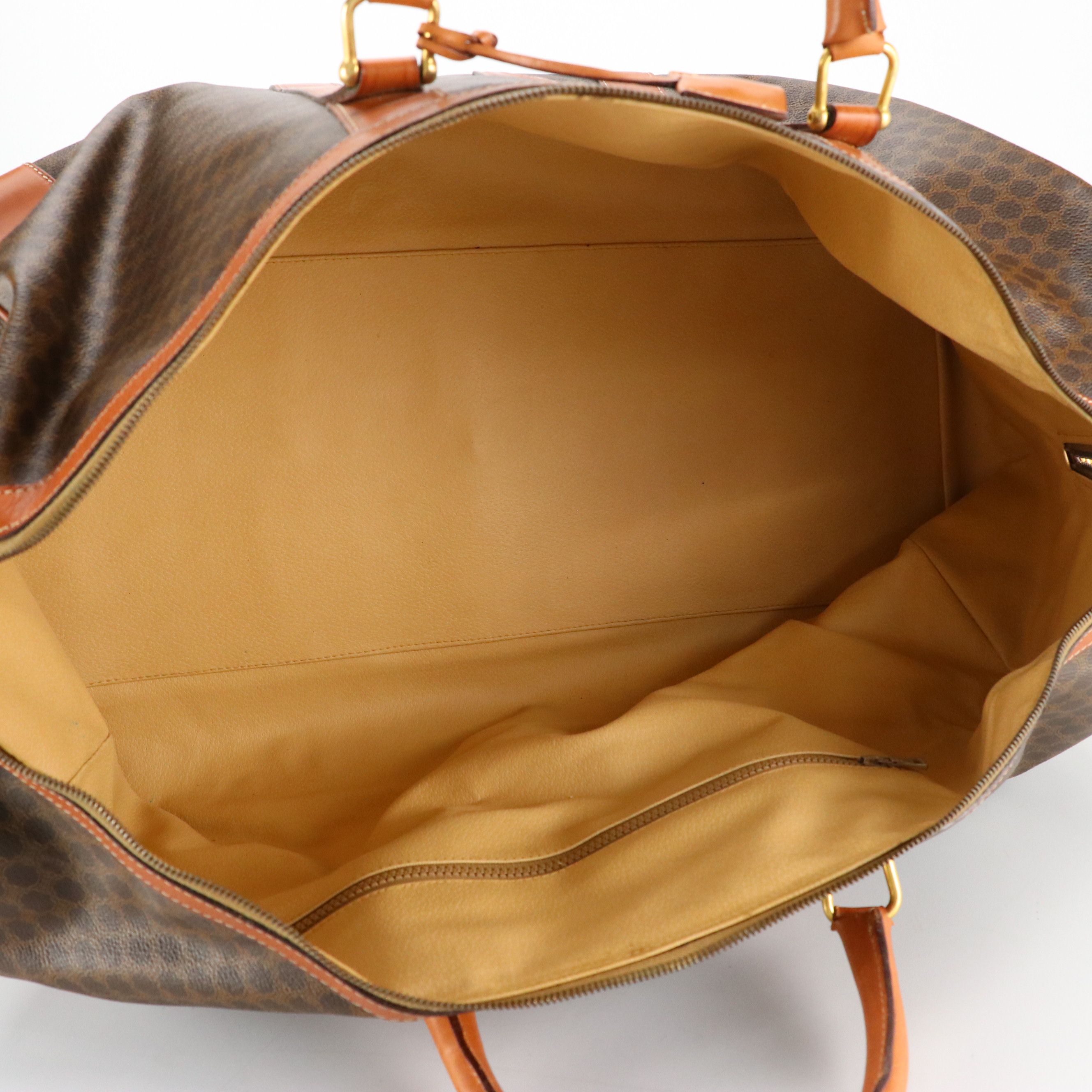 Celine Large Travel Duffle in Macadam Canvas and Leather