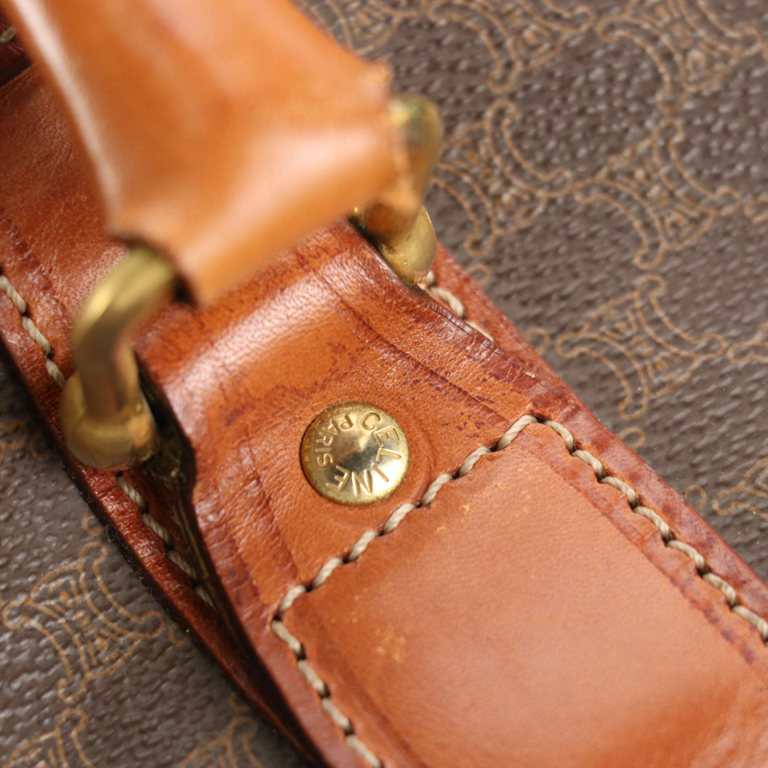 Celine Large Travel Duffle in Macadam Canvas and Leather